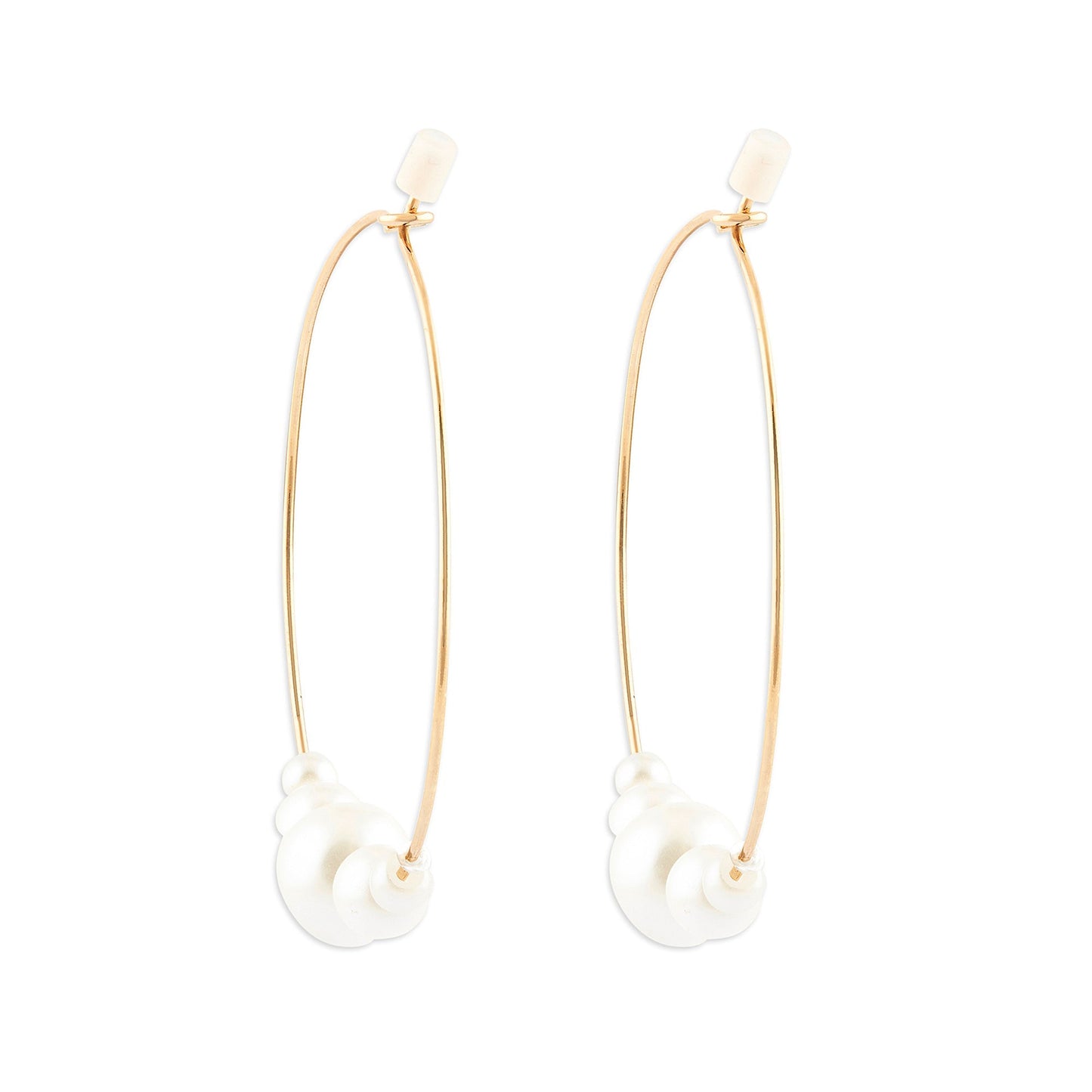 London Women's Oversized Pearl Hoop Earring pearl