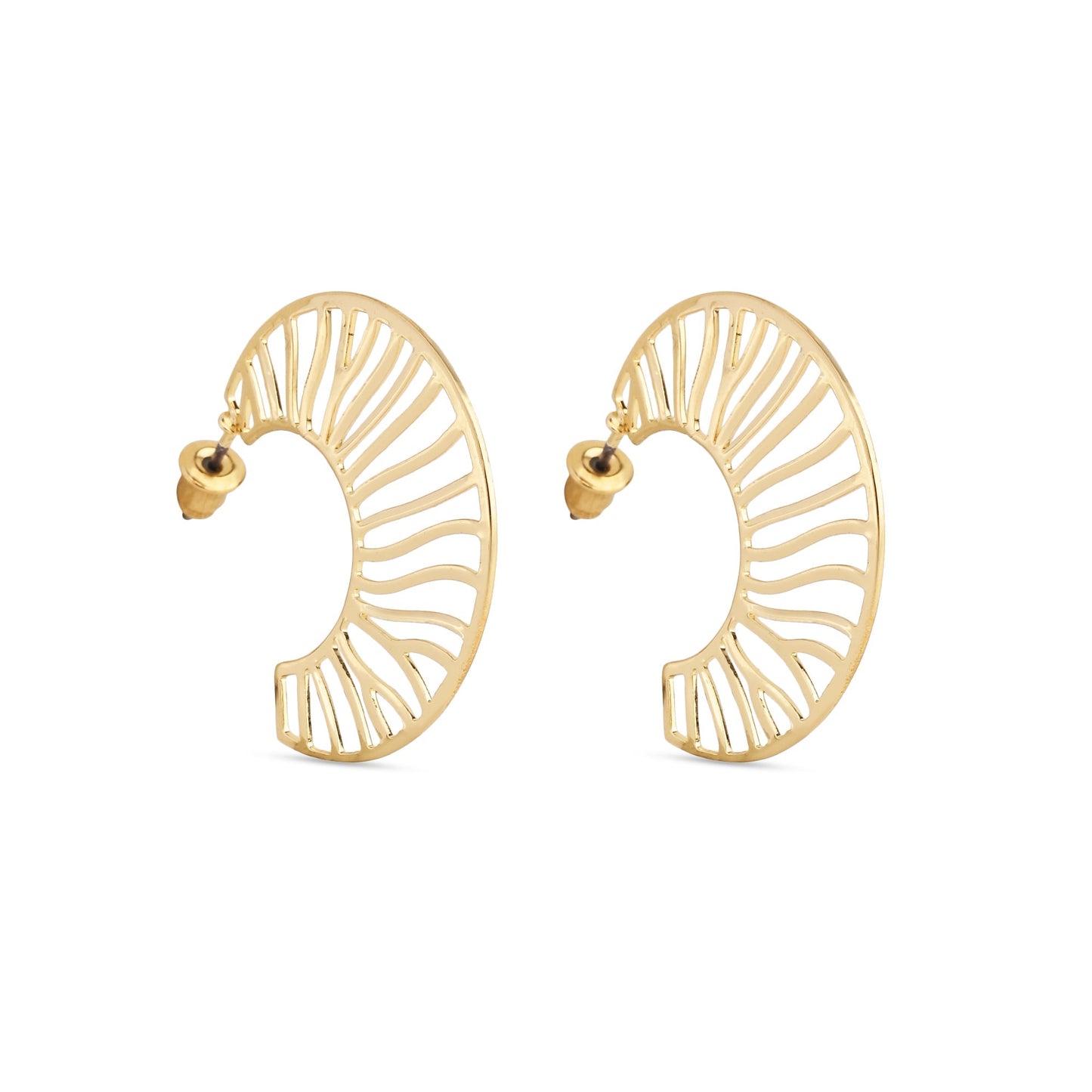 London Women's Gold Cutout Crescent Hoop Earring