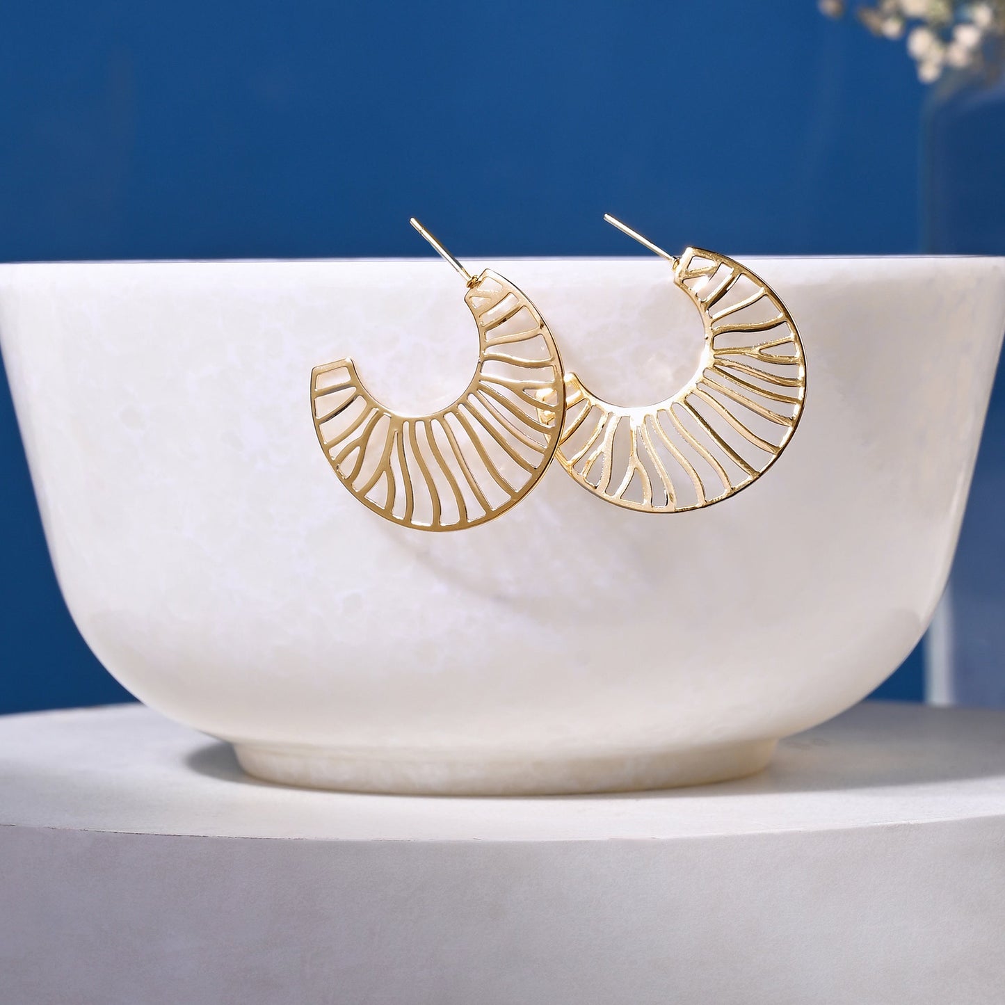 London Women's Gold Cutout Crescent Hoop Earring