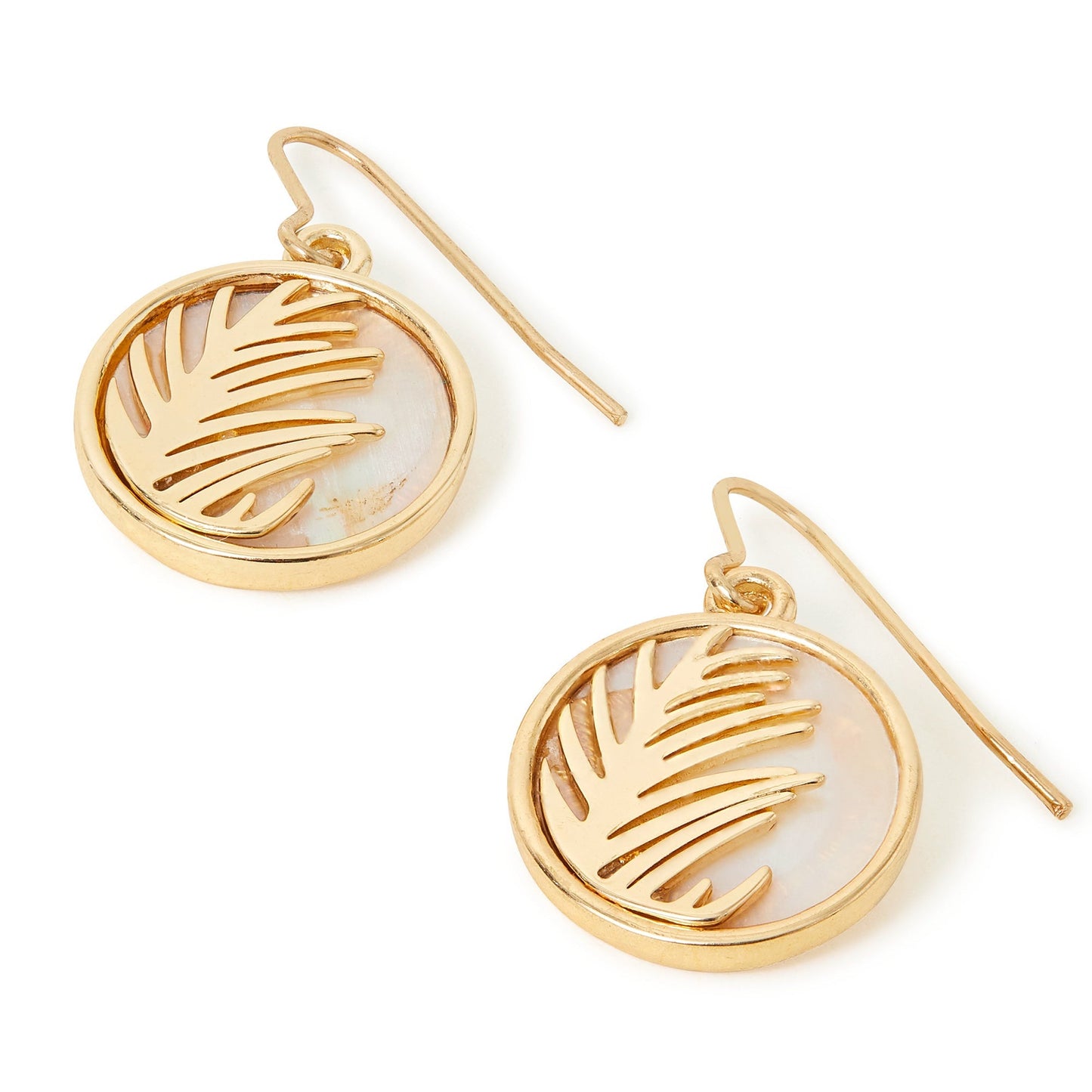 London Women's Gold Moonstone Circle Leaf Earring