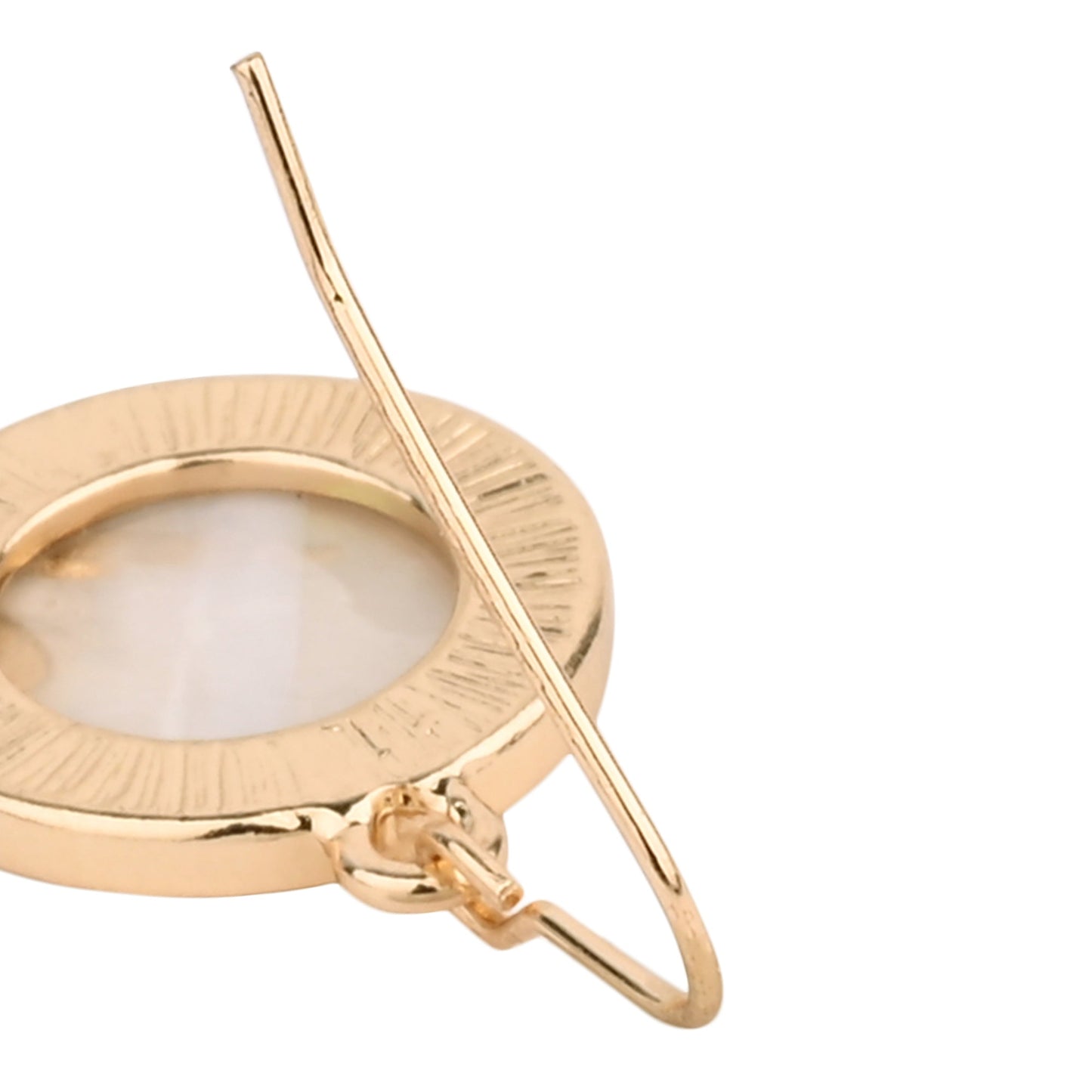 London Women's Gold Moonstone Circle Leaf Earring
