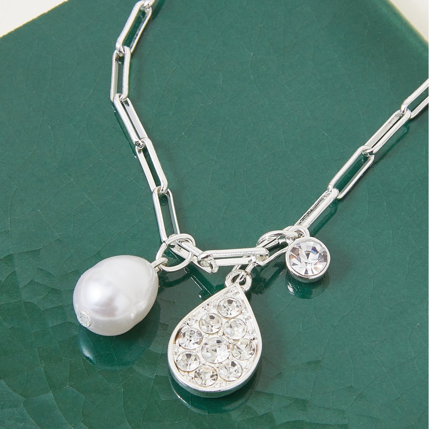 London Women's Silver Filigree Drop Pendant Necklace