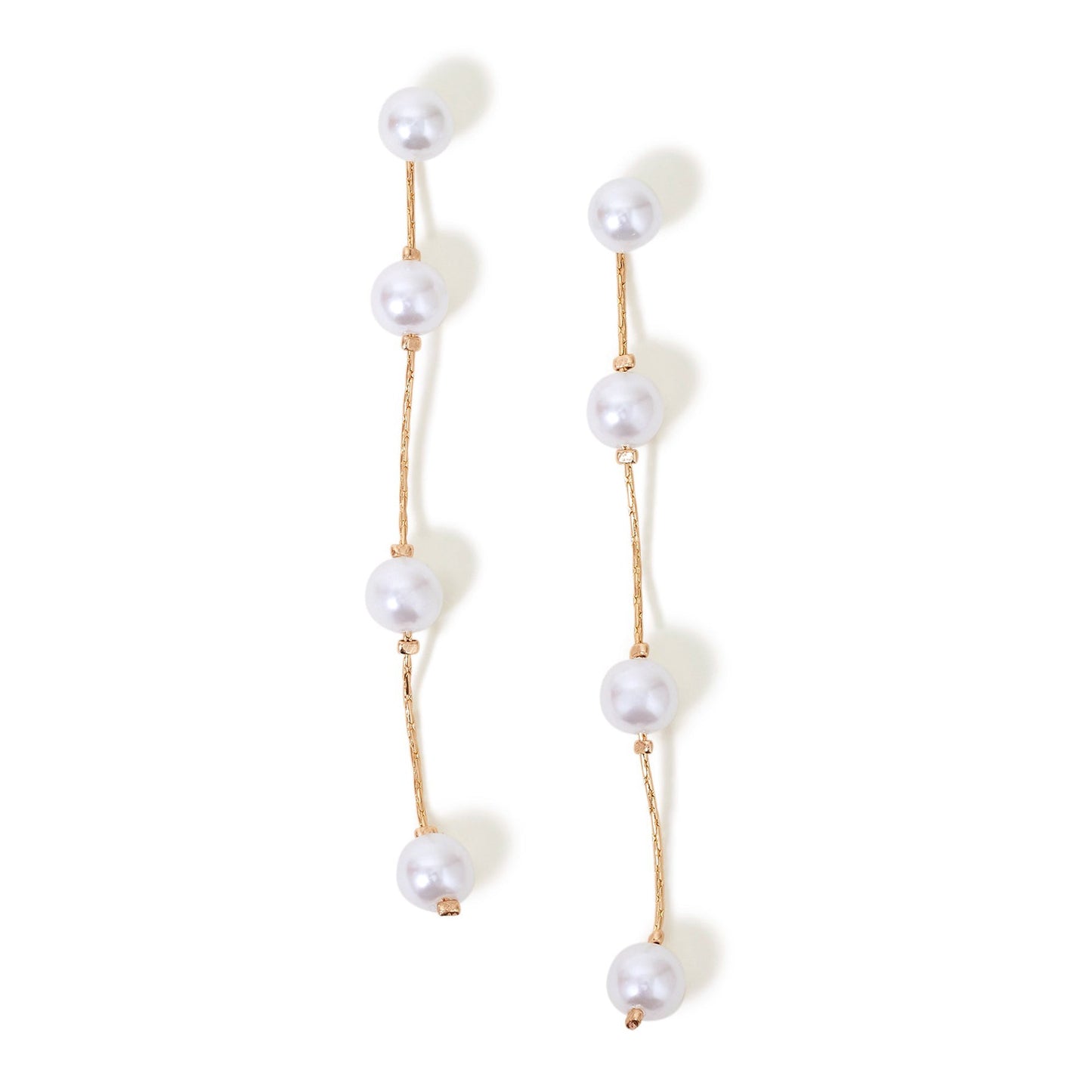 London Women's Pearl Station Long Drop Earring