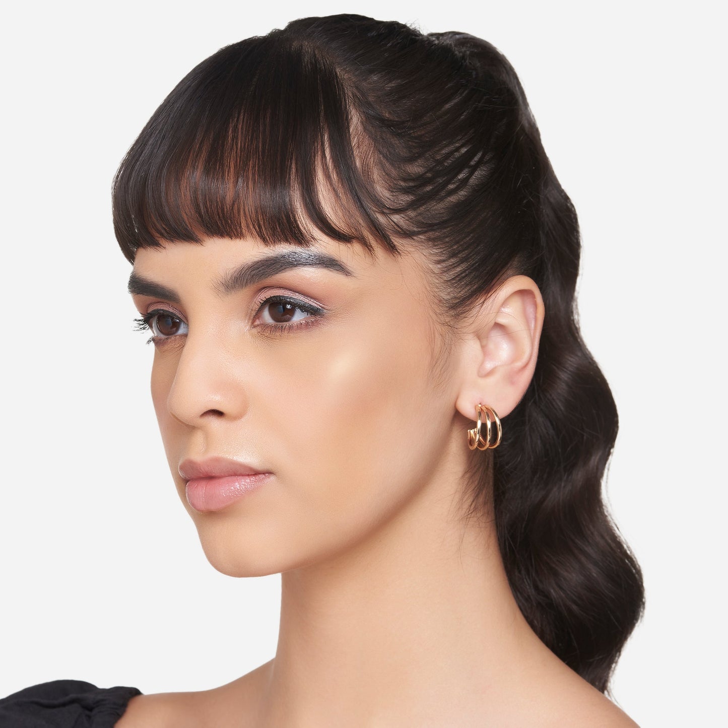 London Women's Gold Multi Hoop Earring