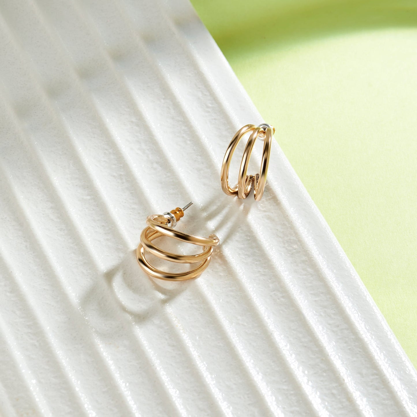 London Women's Gold Multi Hoop Earring