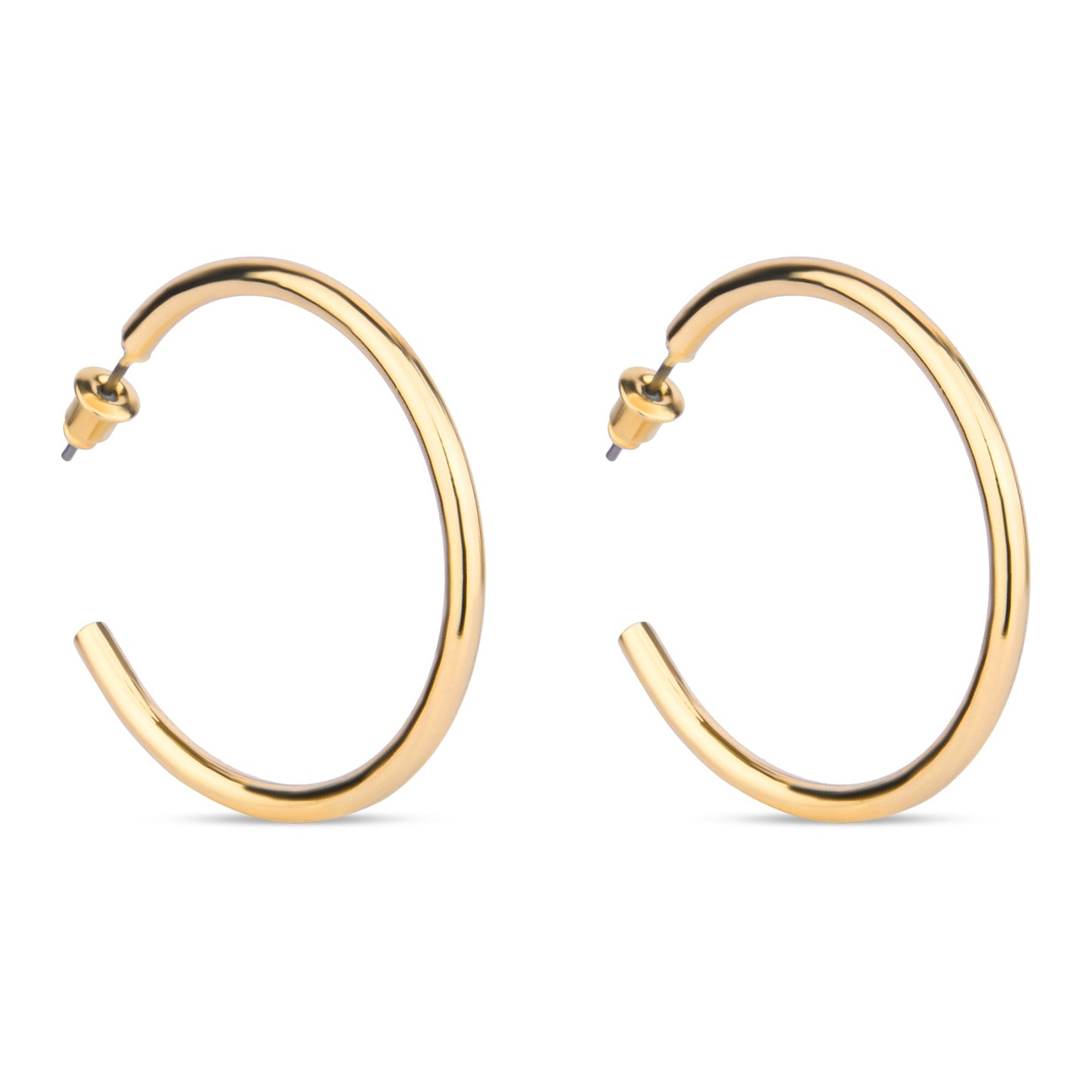 London Women's Gold Medium Tube Hoop Earring