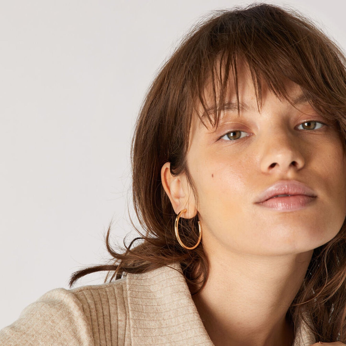 London Women's Gold Medium Tube Hoop Earring