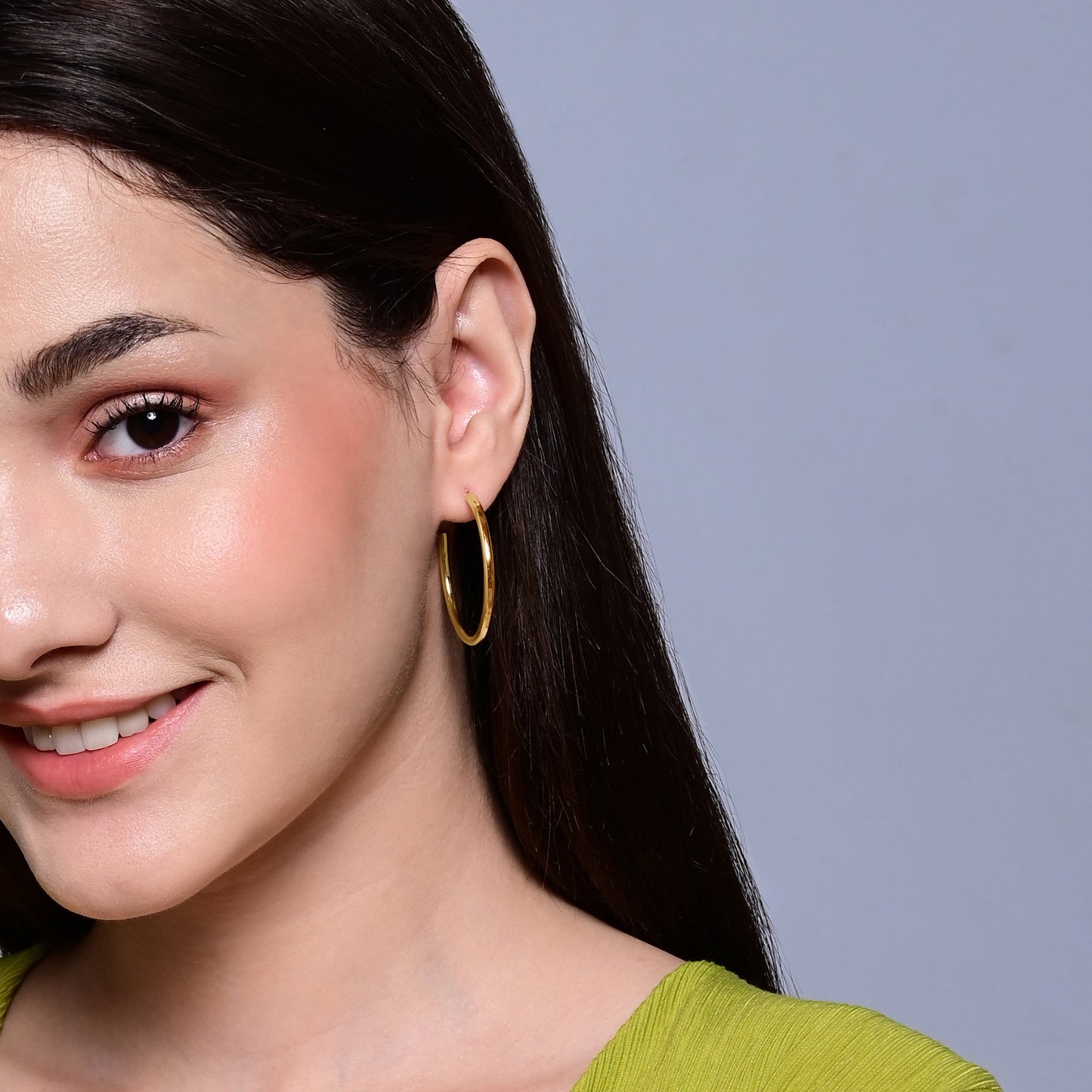London Women's Gold Medium Tube Hoop Earring