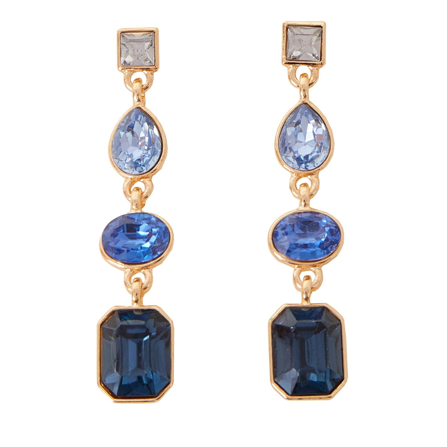 London Women's Eclectic Gem Long Drop Earrings Blue