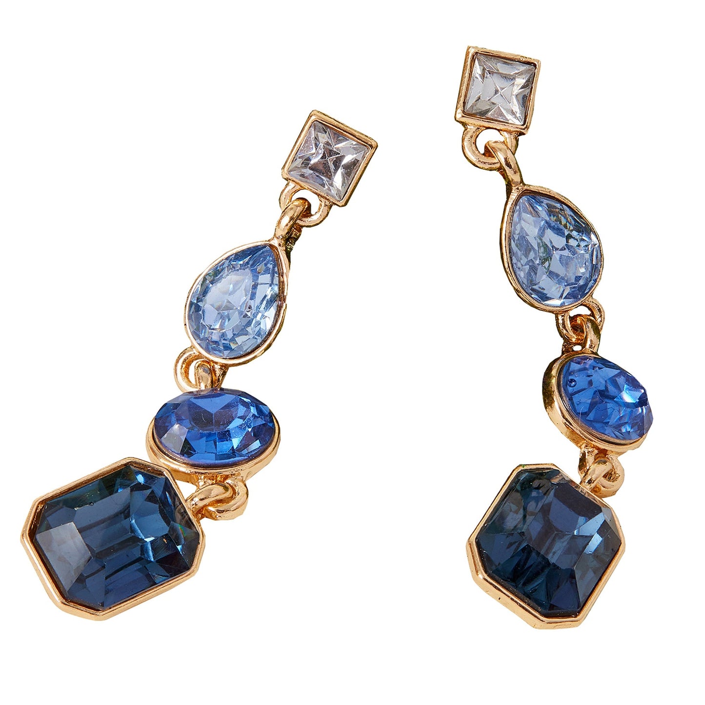 London Women's Eclectic Gem Long Drop Earrings Blue