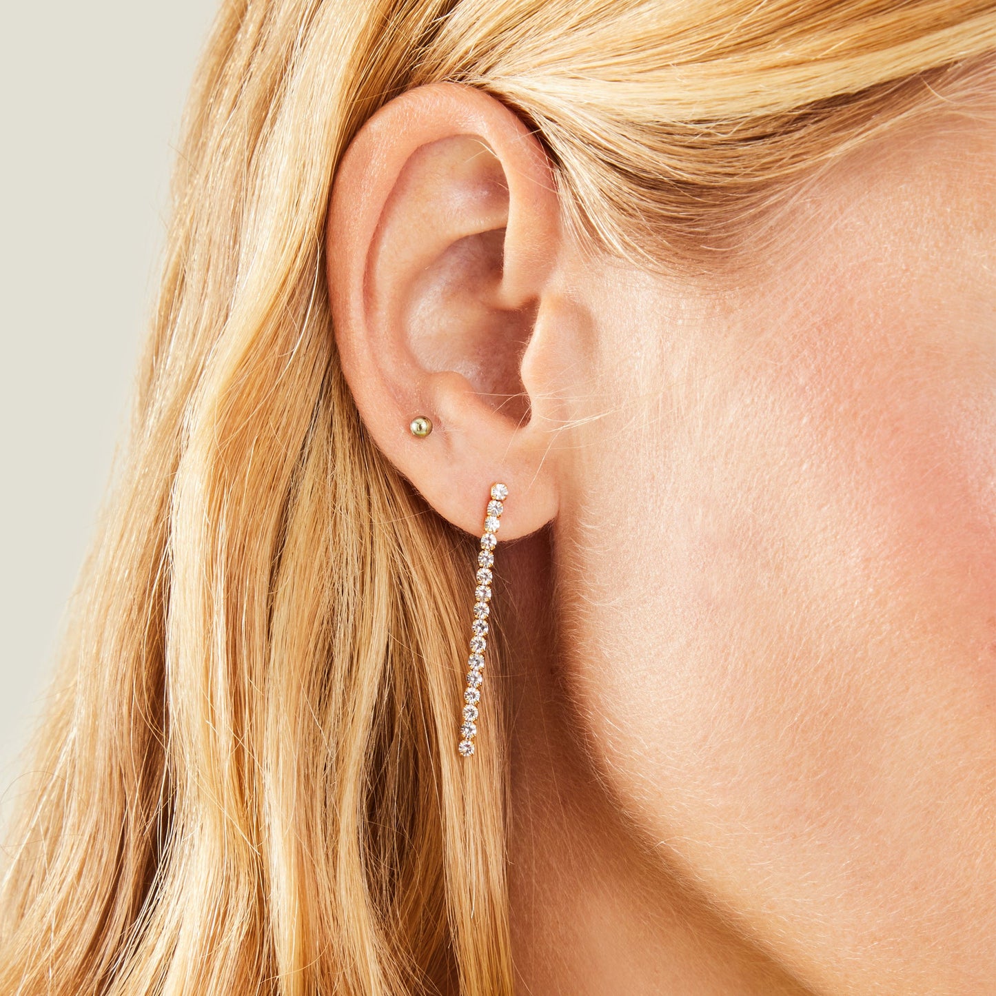 London Women's Z Real Gold Plated Cubic Zirconia Tennis Chain Earrings