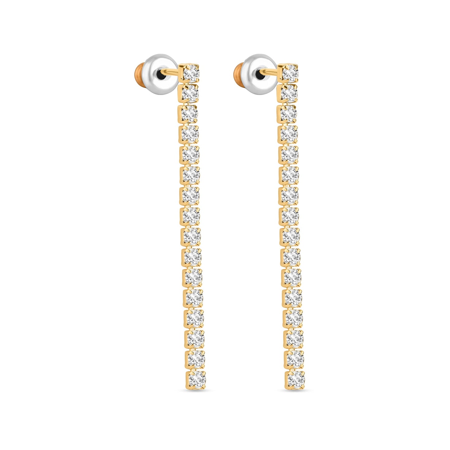 London Women's Z Real Gold Plated Cubic Zirconia Tennis Chain Earrings