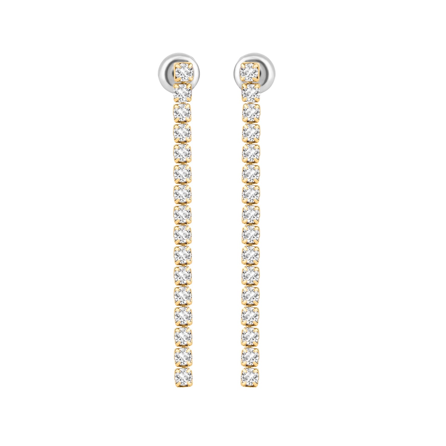London Women's Z Real Gold Plated Cubic Zirconia Tennis Chain Earrings