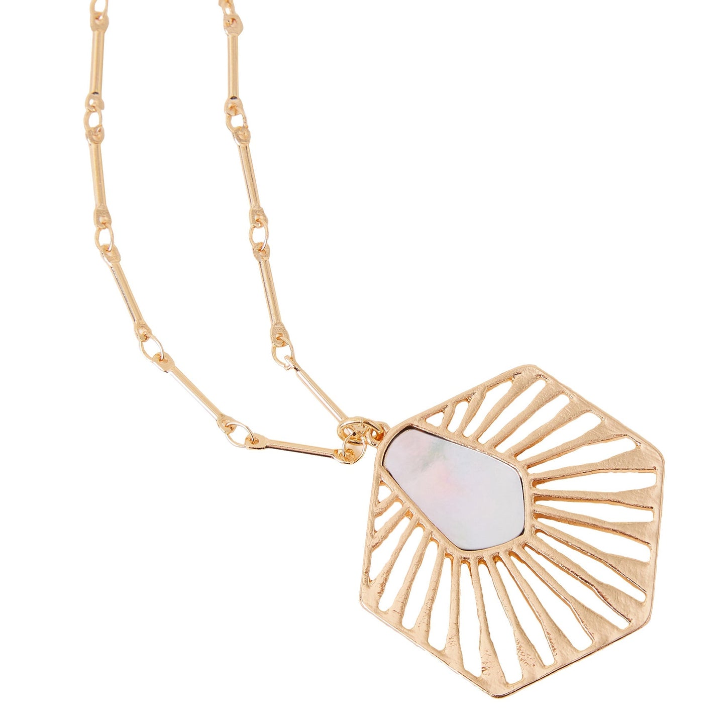 London Women's Pearlised Hexagon Pendant Necklace