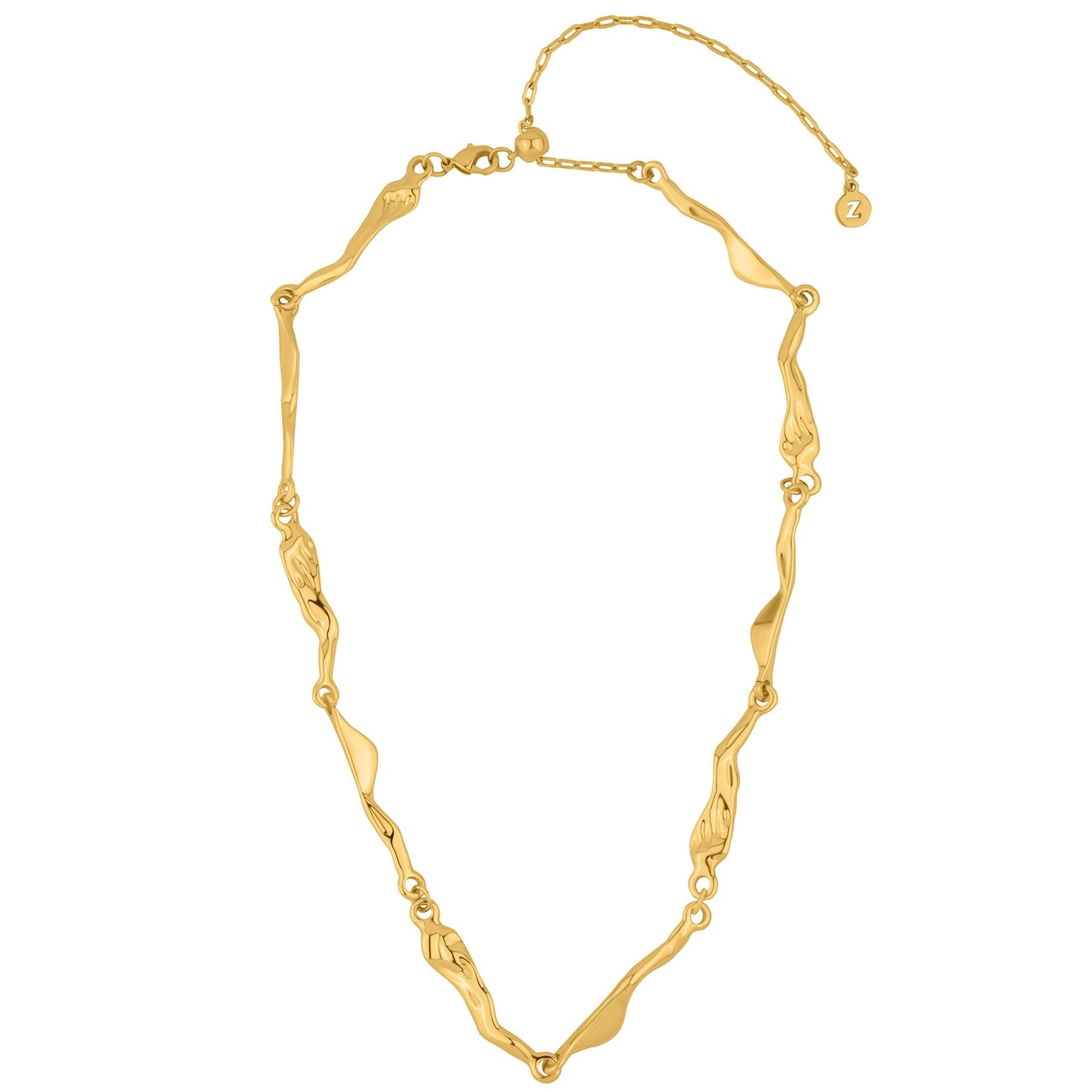 London Women's Z Real Gold Plated Molten Station Necklace