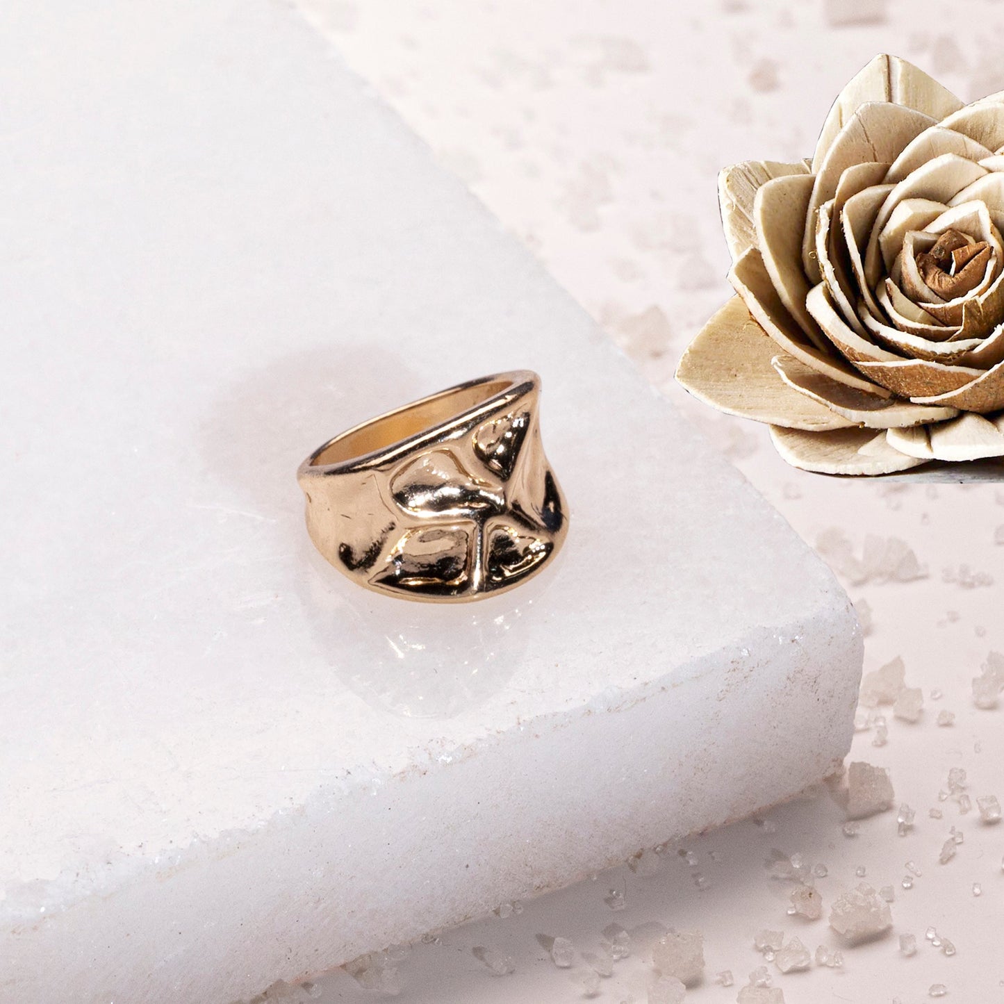 London Women's Gold Molten Statement Ring-Small