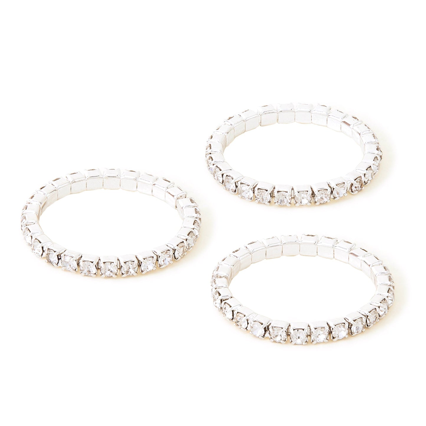 London Women's Crystal Sparkle Rings Set Of Three White-Large