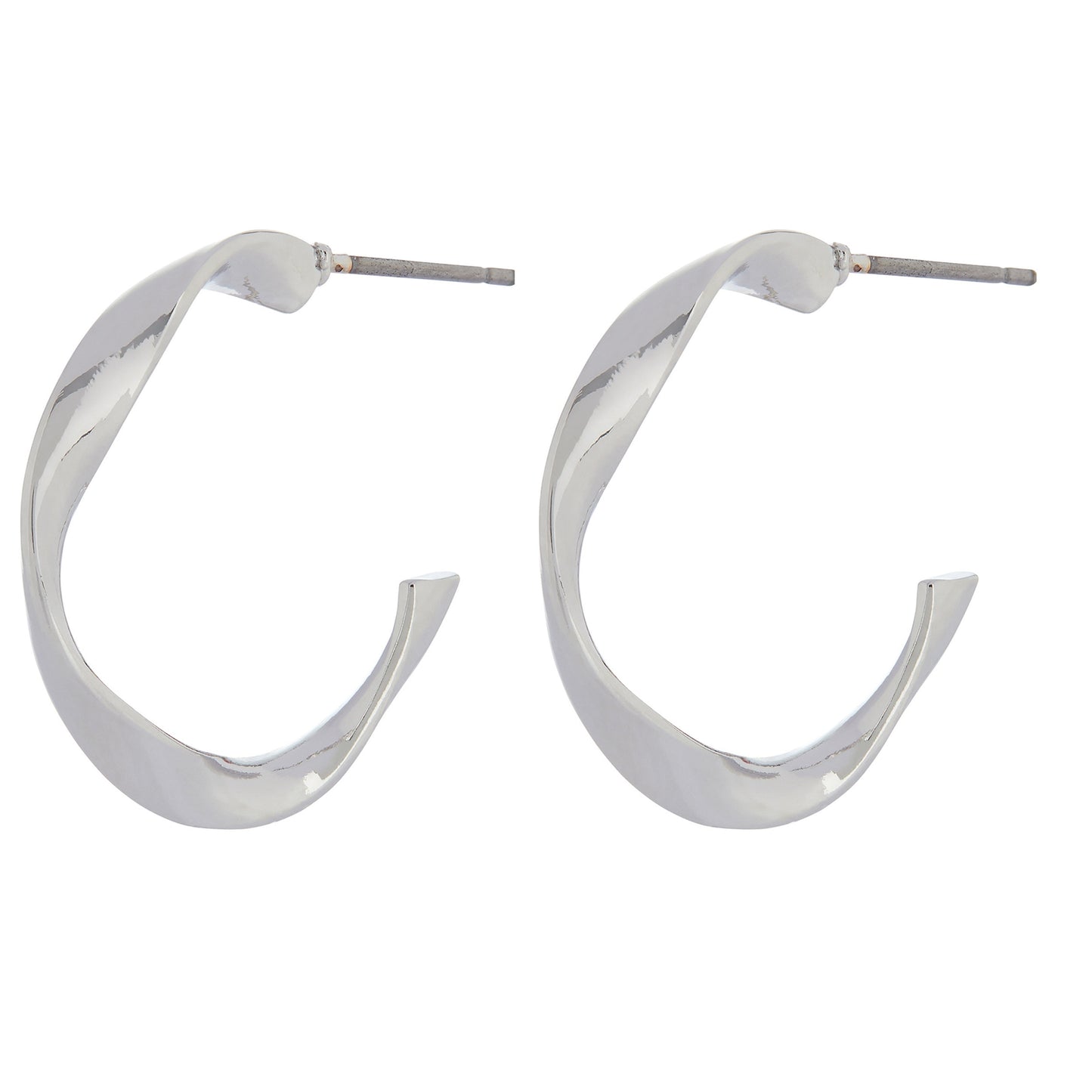 London Women's Silver Small Twist Hoop Earring