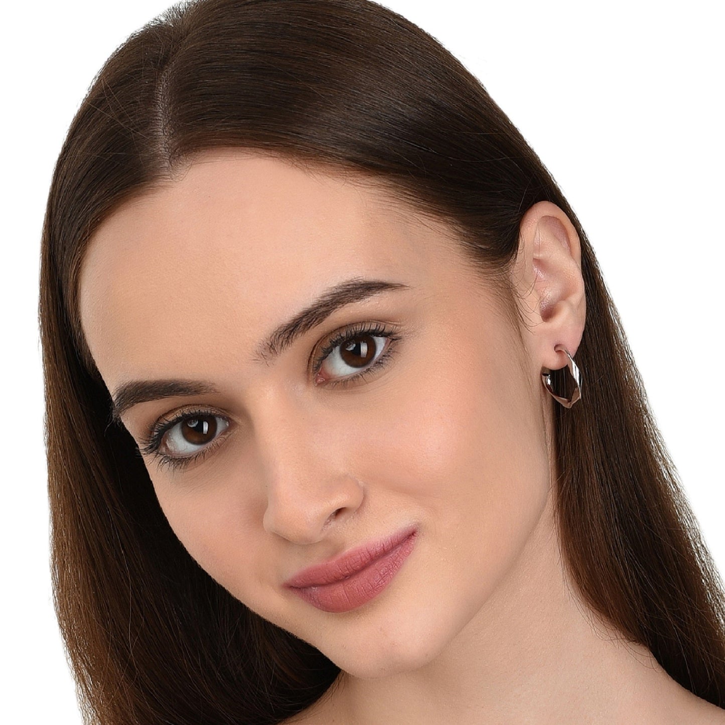 London Women's Silver Small Twist Hoop Earring