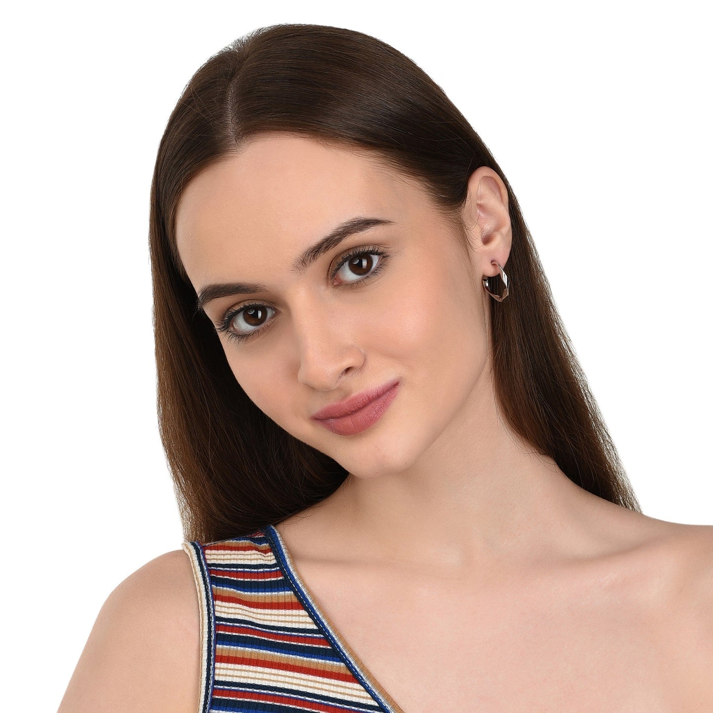 London Women's Silver Small Twist Hoop Earring