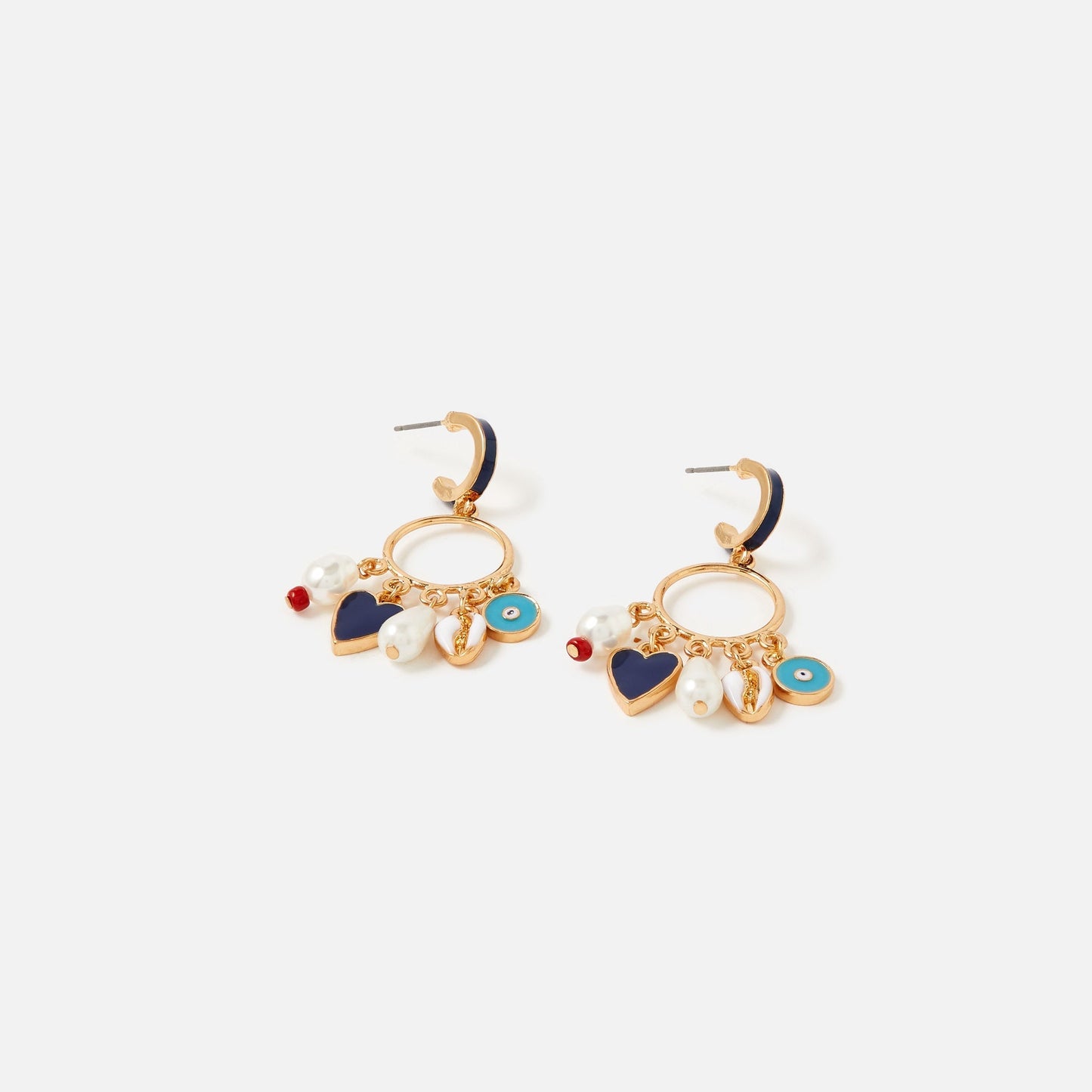 London Golden Charmy Pearl & Shell Drop Earrings