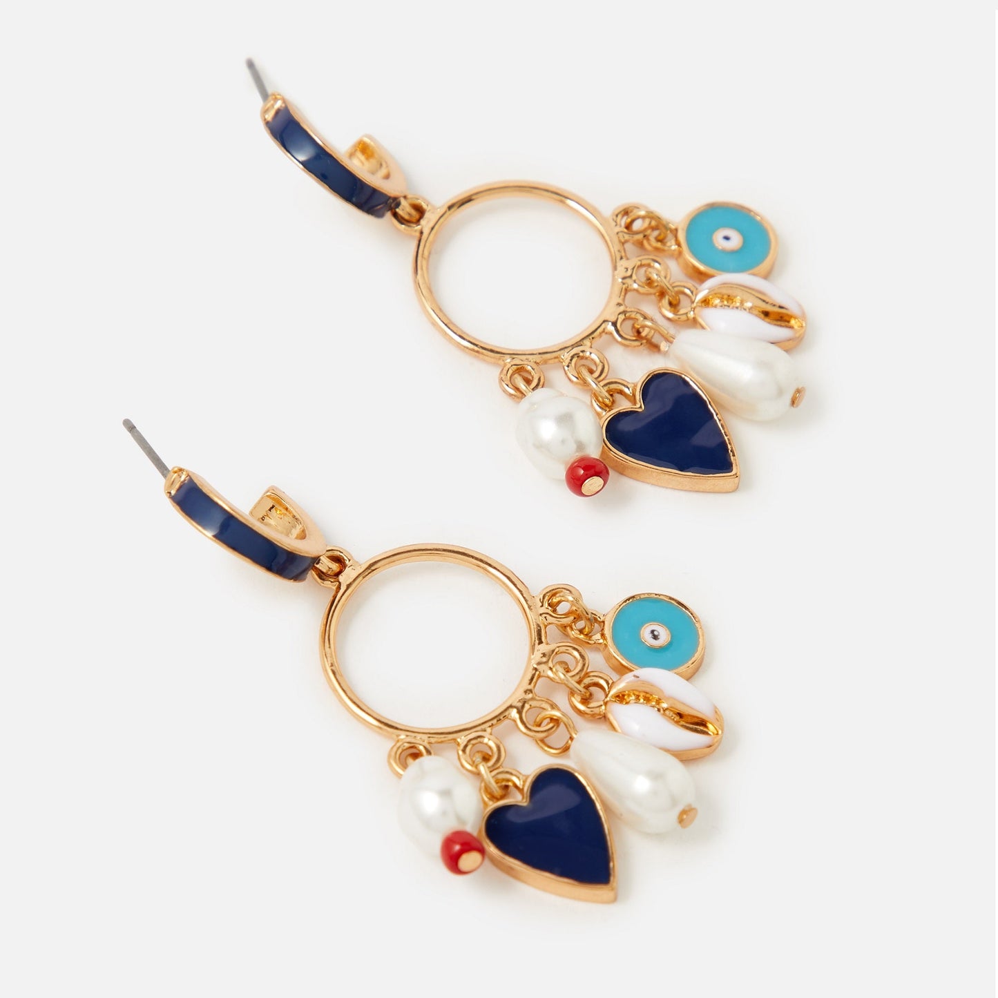 London Golden Charmy Pearl & Shell Drop Earrings