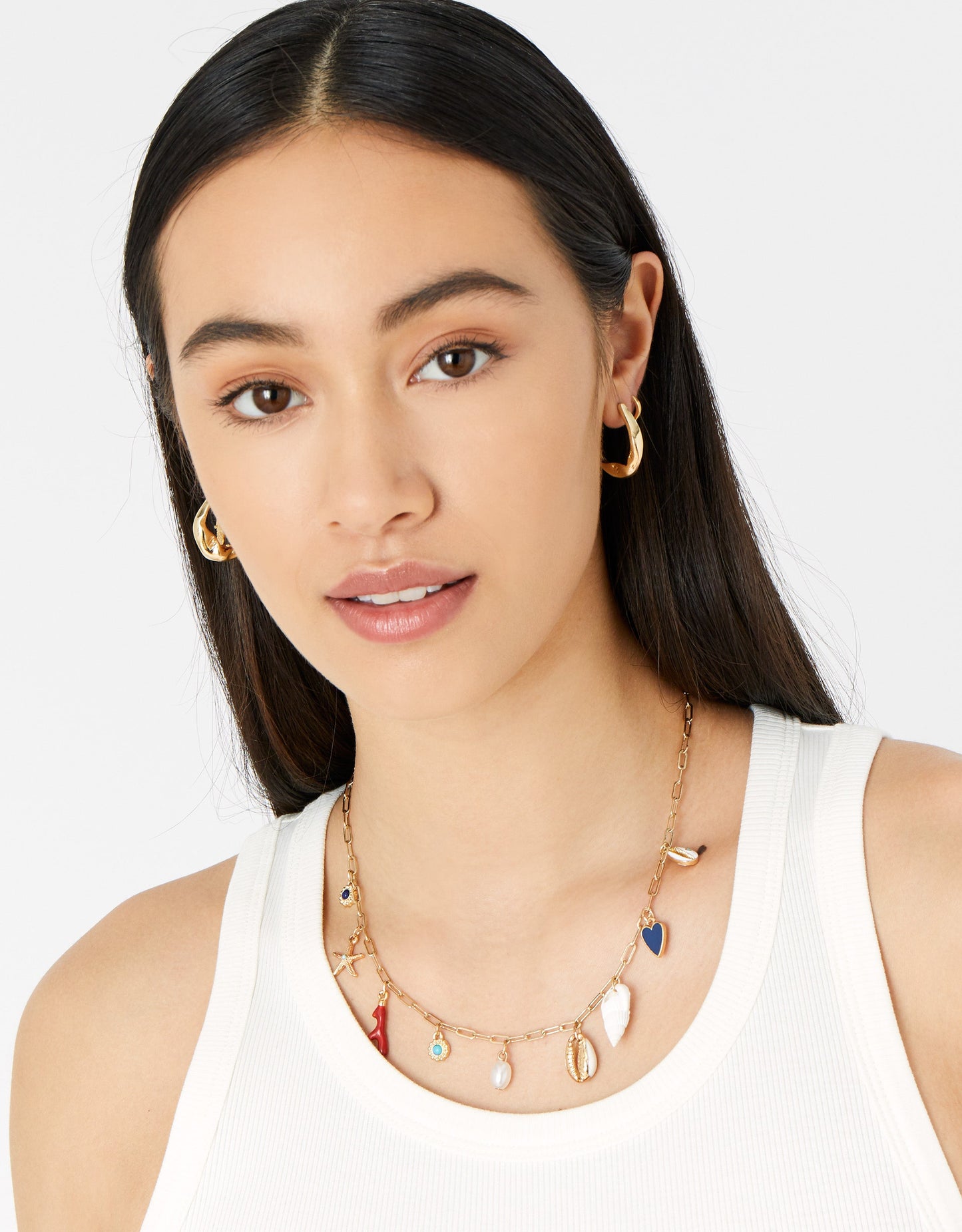 London Women's St Ives Charmy Shell And Coral Collar Necklace