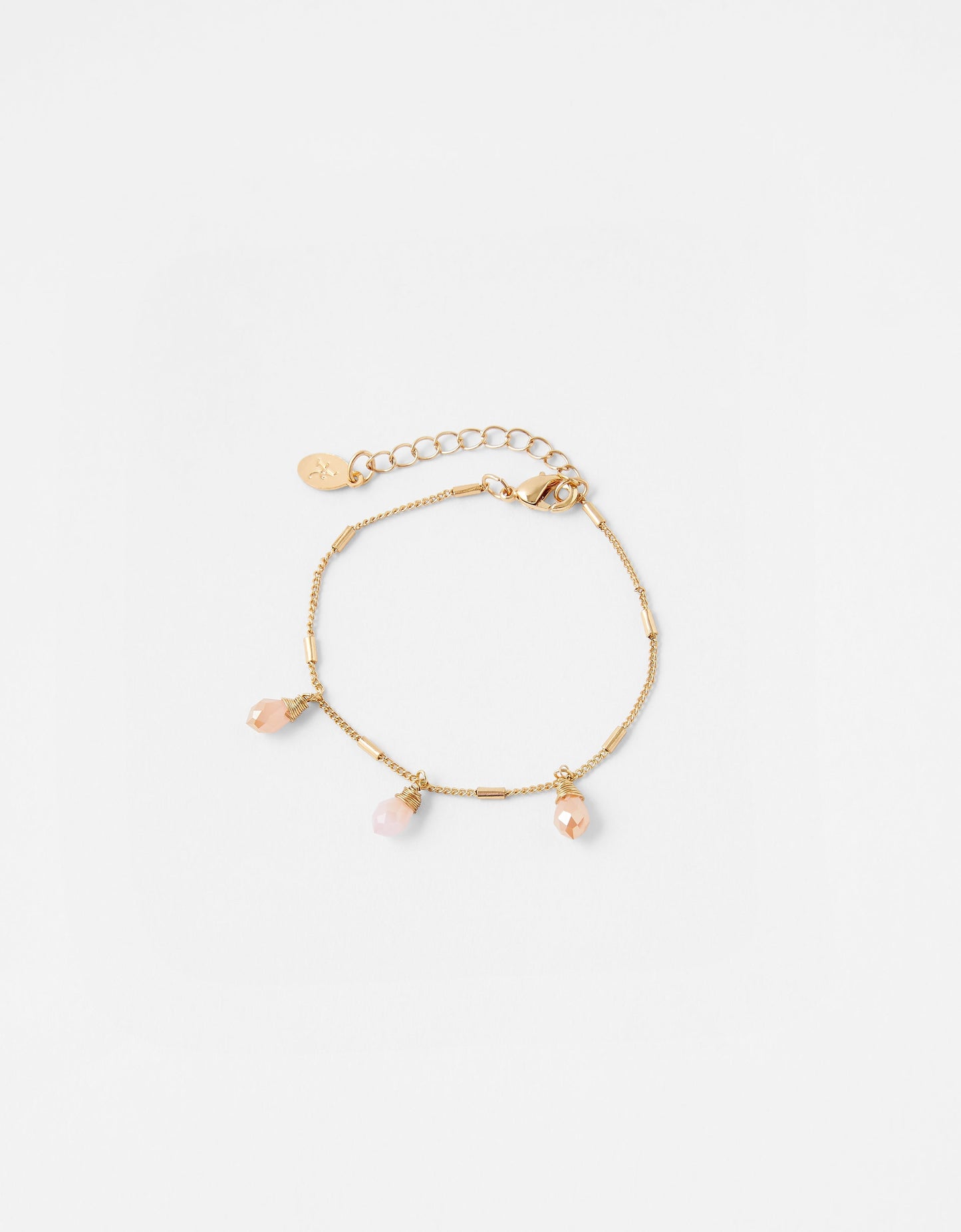 London Women'S Gold & Pink Facet Bead Drop Bracelet