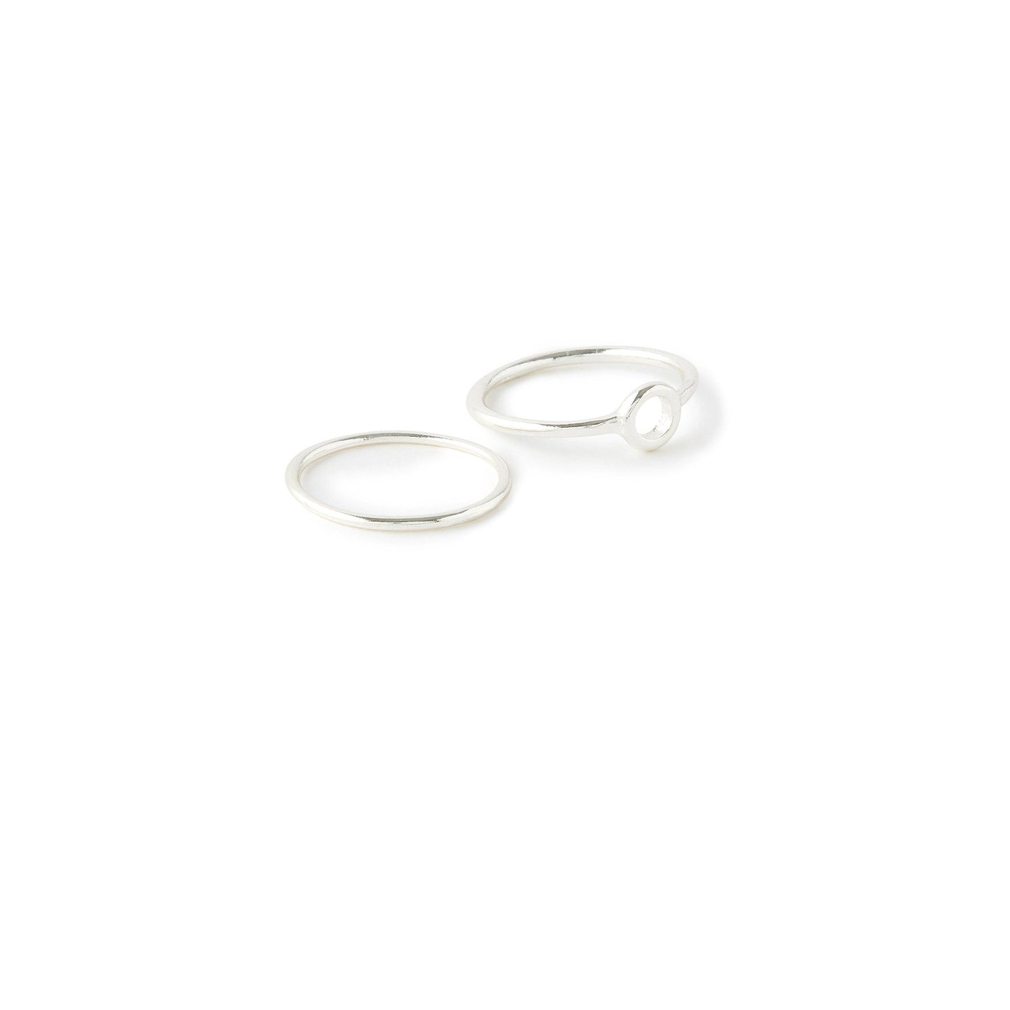 London Women's Silver set of 2 Cut Out Circle Stacking Rings