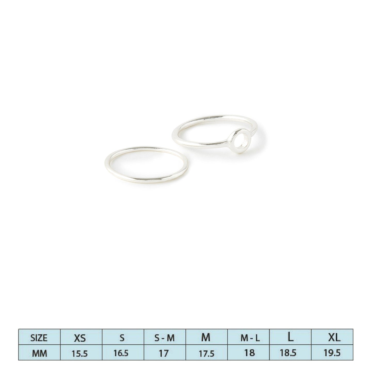 London Women's Silver set of 2 Cut Out Circle Stacking Rings