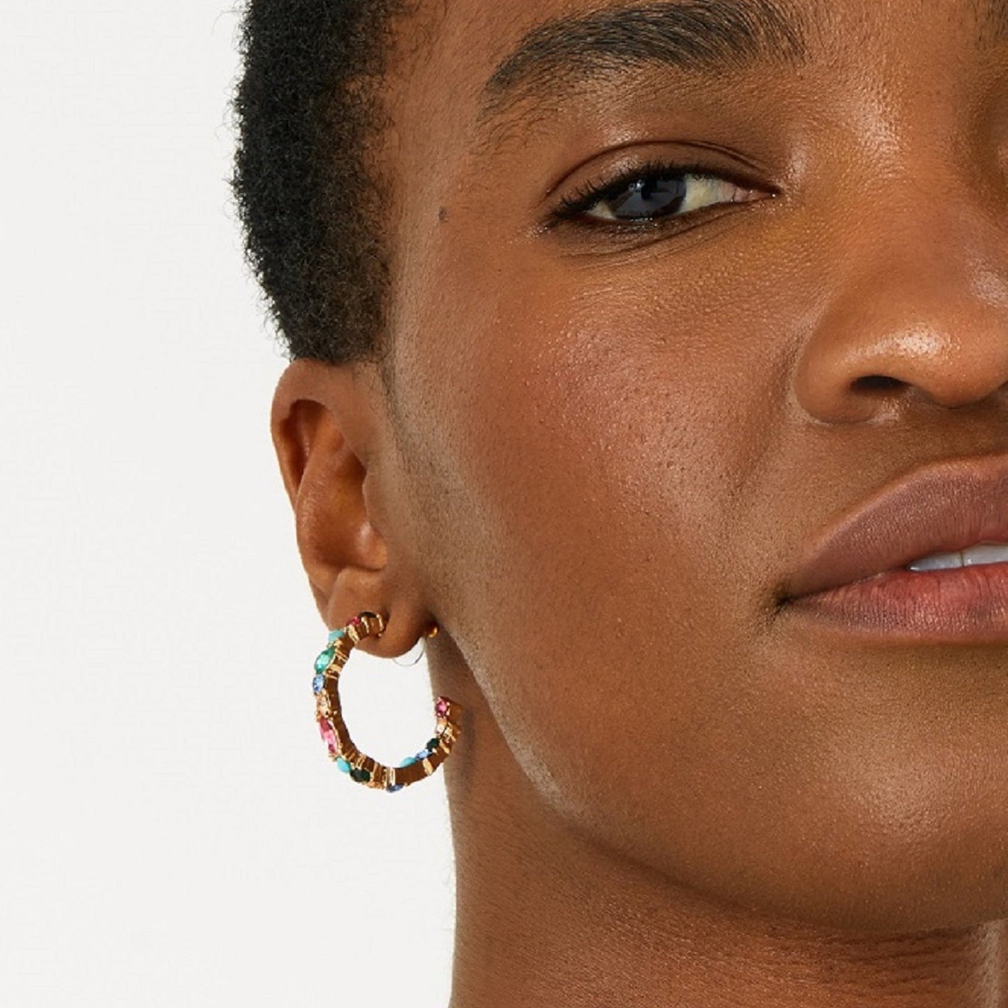 London Women's Feel Good Eclectic Stones Hoop Earrings