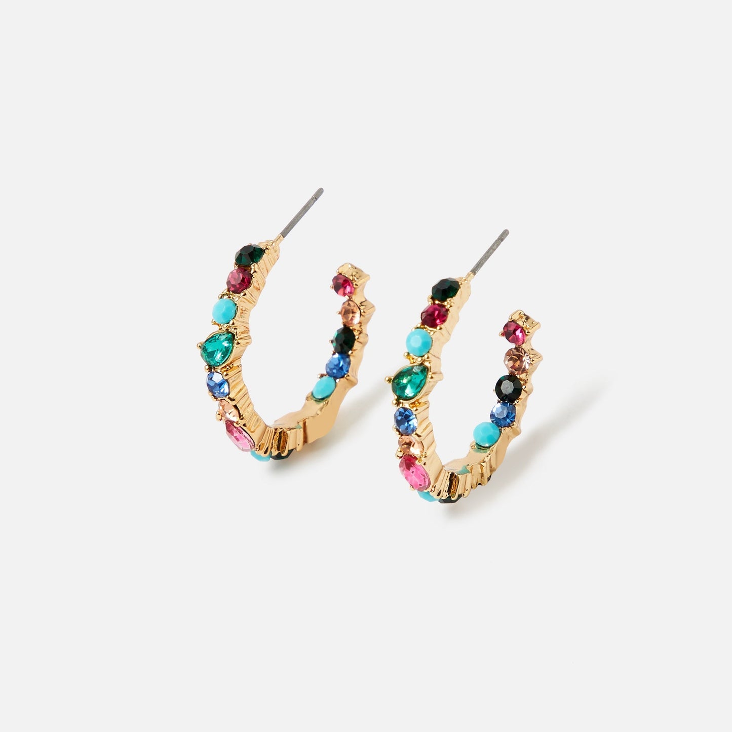 London Women's Feel Good Eclectic Stones Hoop Earrings