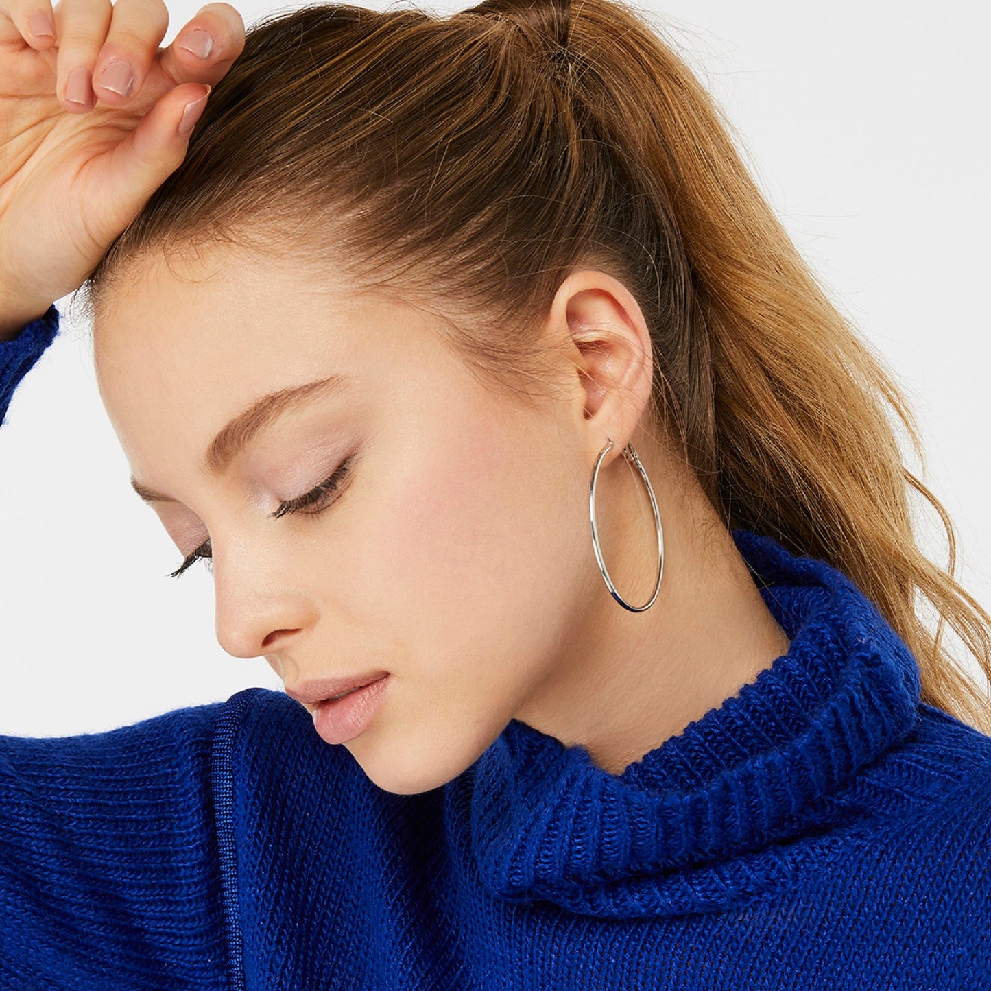 London Women's Mid Size Simple Hoop Earrings