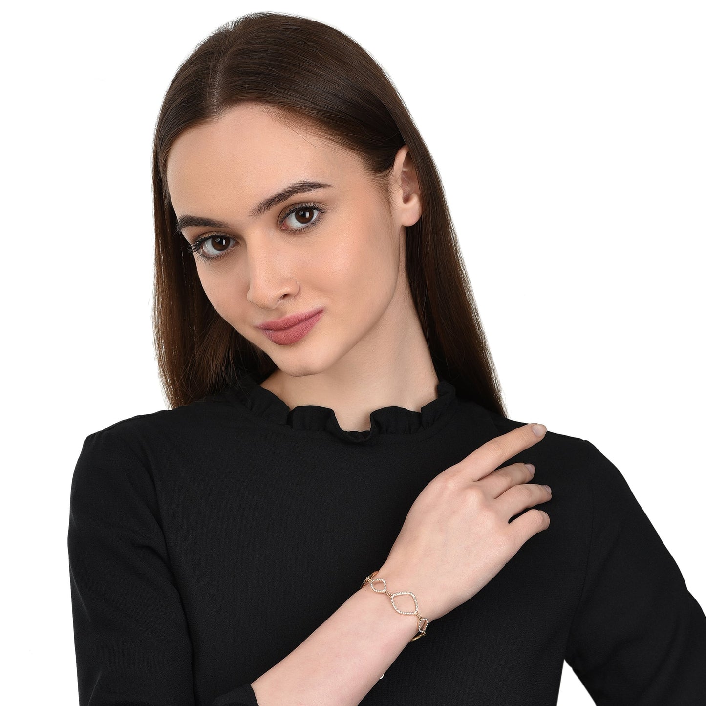 London Women'S Gold Pave Organic Clasp Bracelet