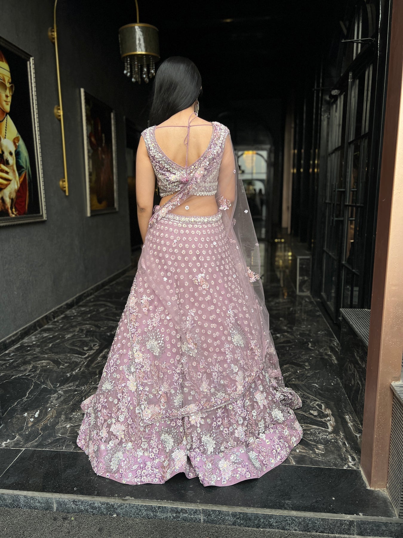 adorable muve color floral motif embroidered lehenga