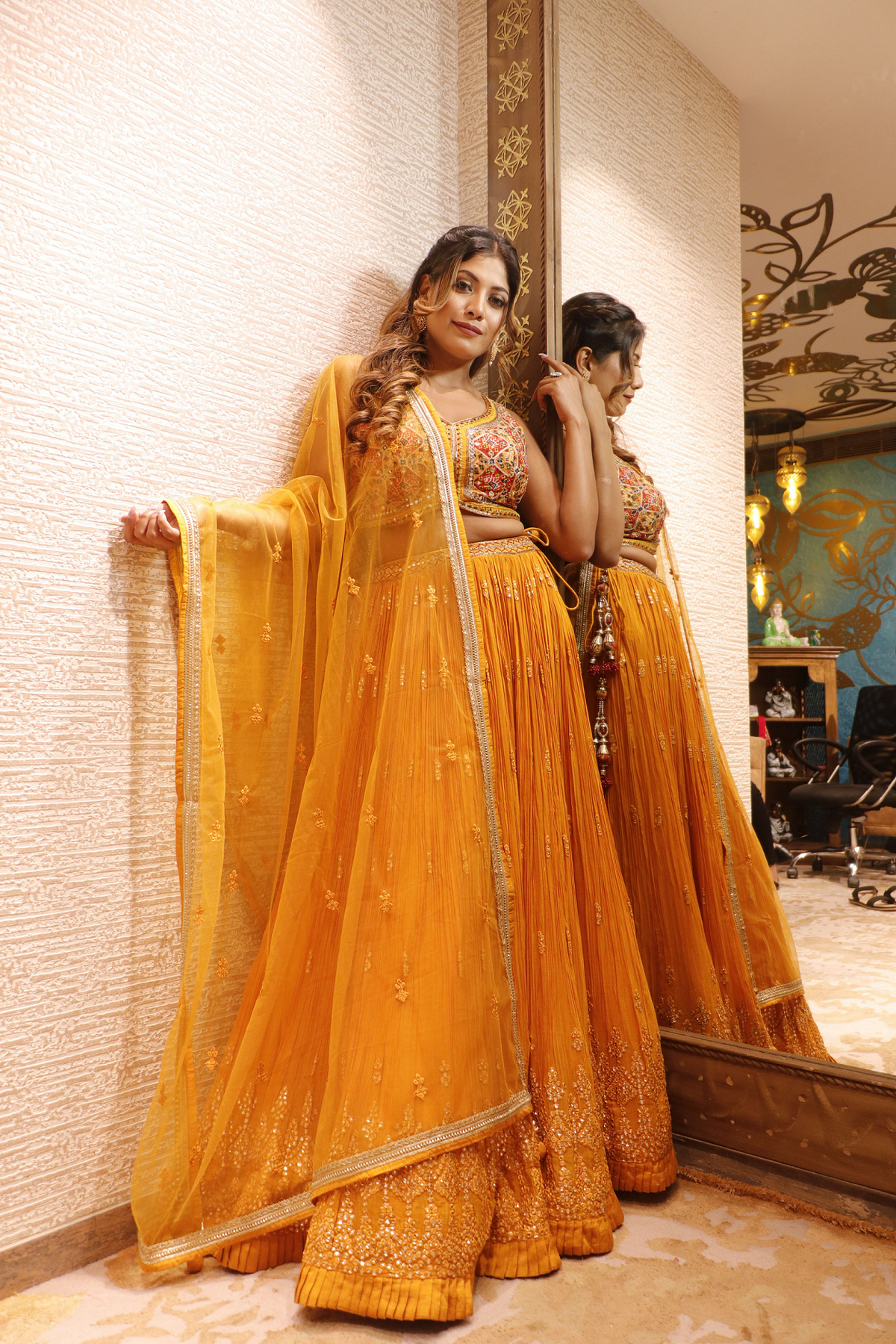 Beautiful Orange Floral Lehenga - Perfect for Weddings and Festive Occasions