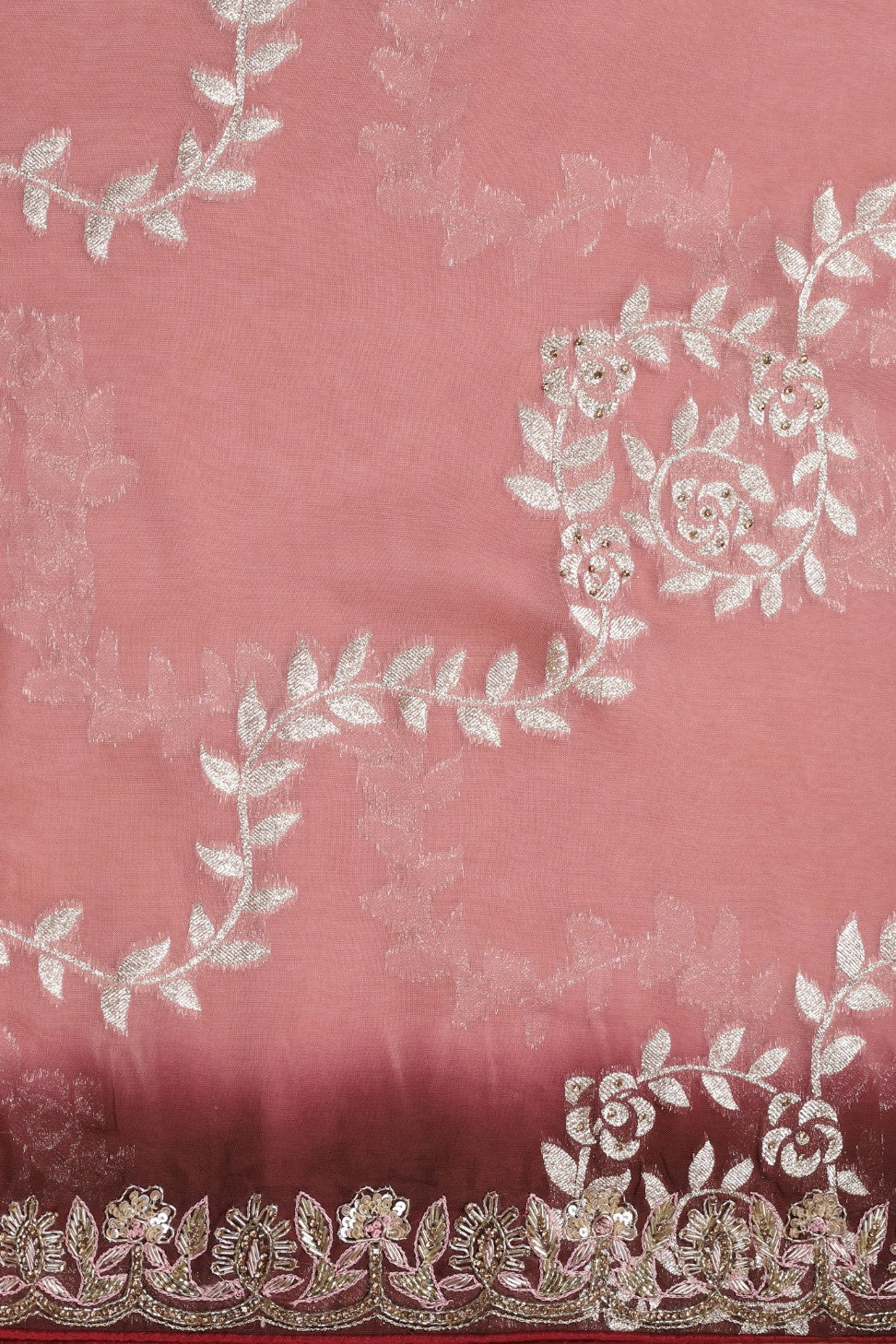 Beautiful peach color woven embroidered saree