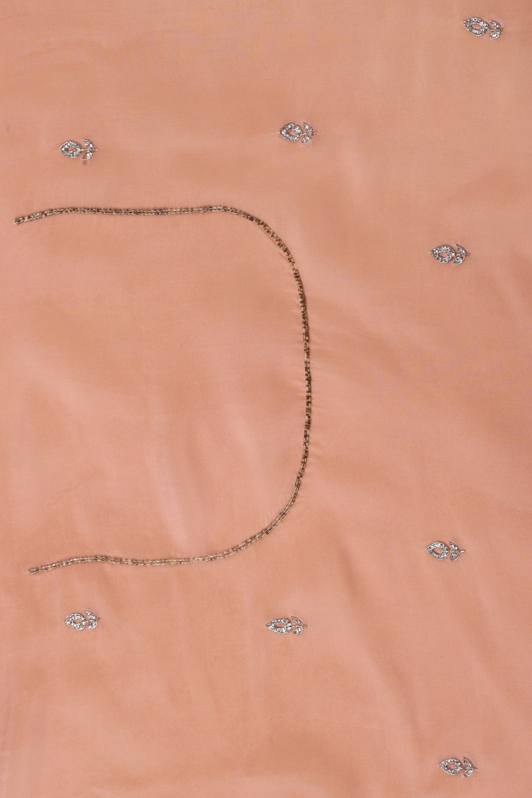 Elegant rusty orange color peacock motif embroidered saree