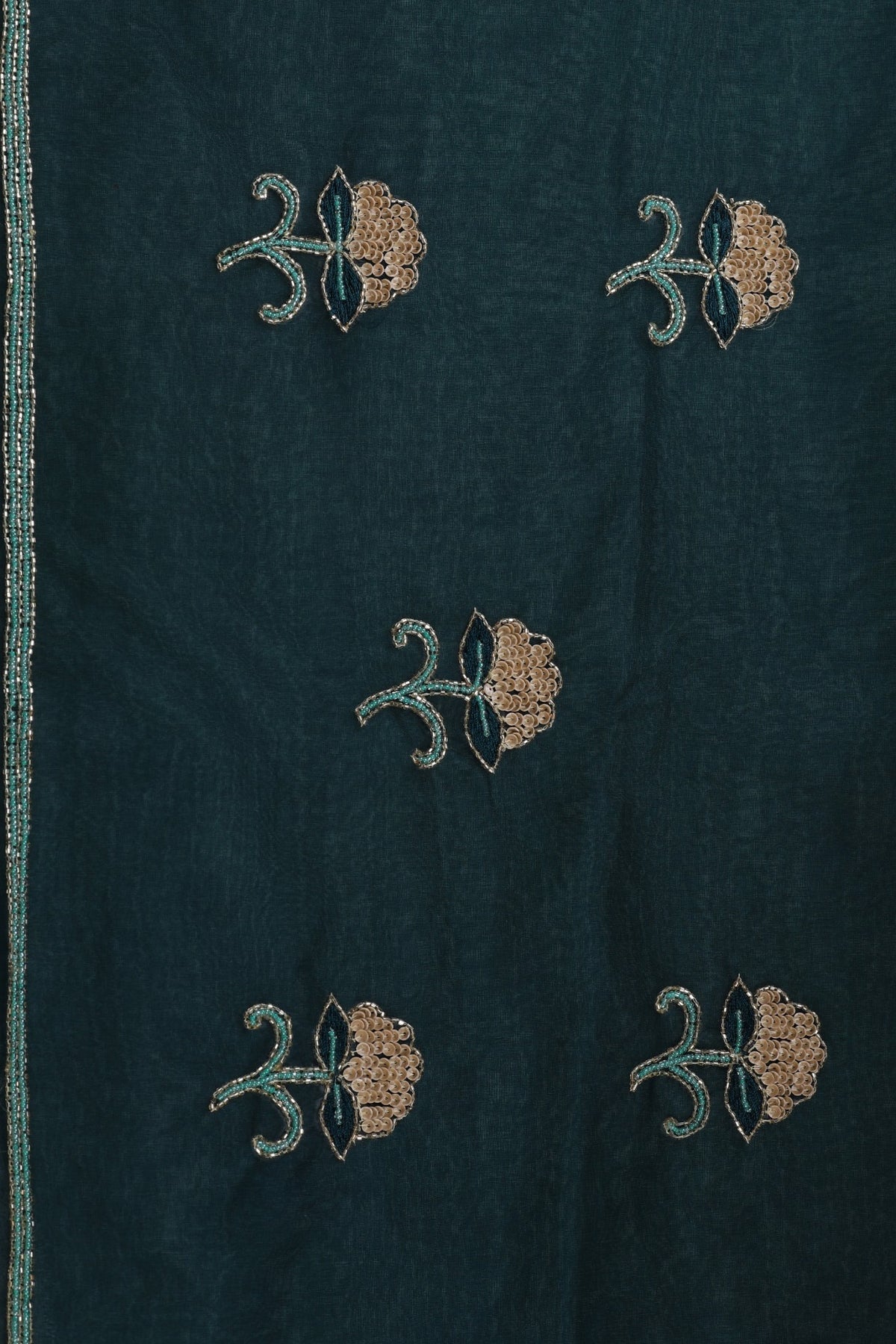 Classy sky blue organza blend floral motif embroidered saree