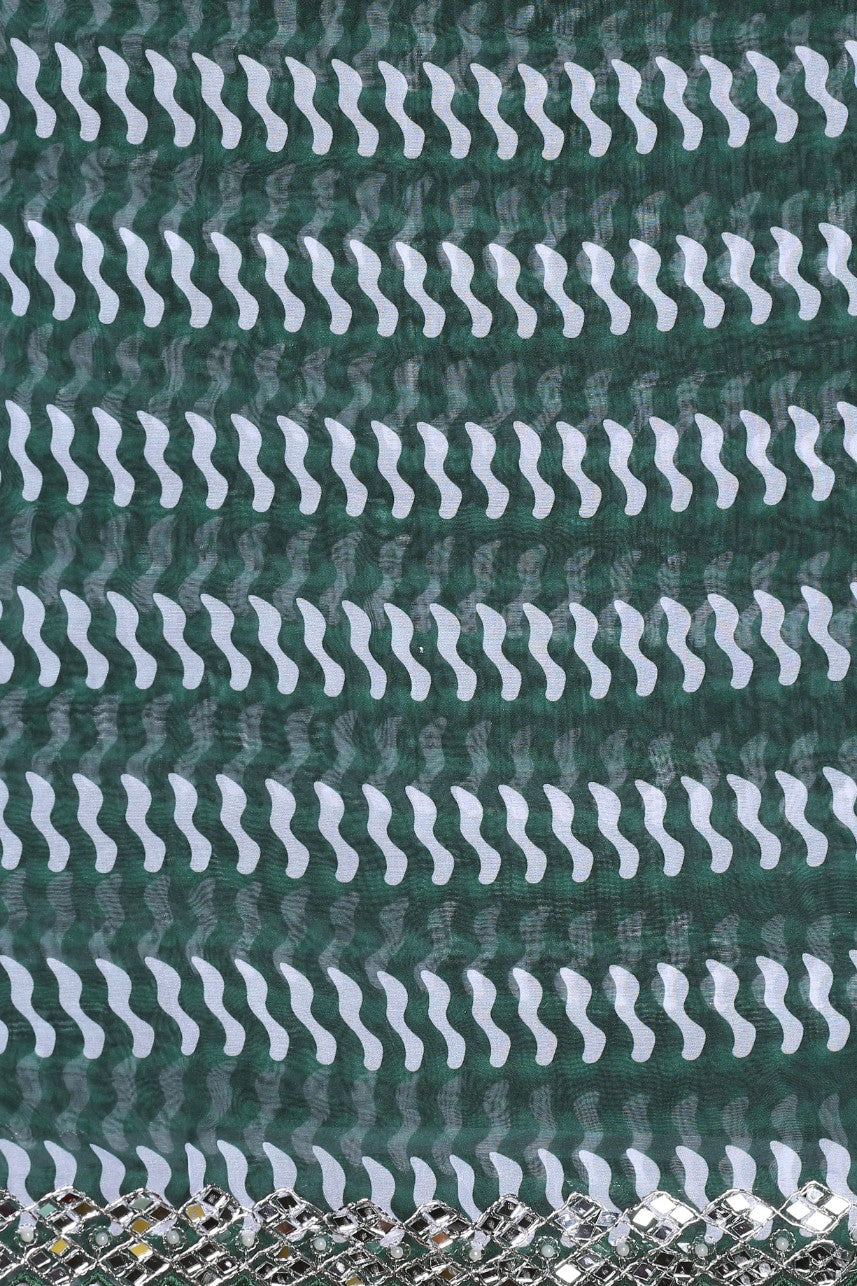 Adorable green color geometric printed saree