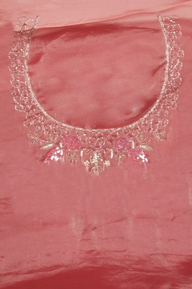 Gorgeous pink color floral motif embroidered saree