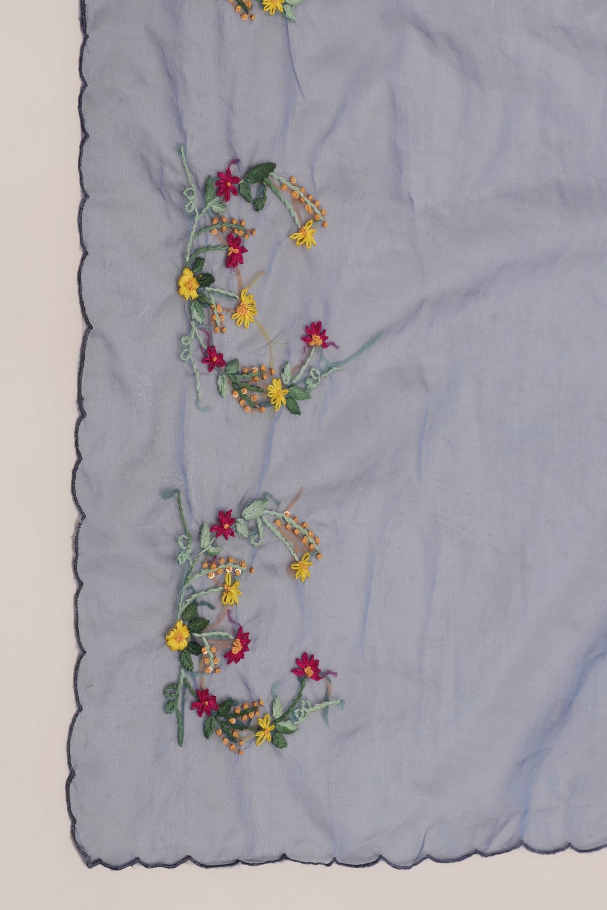 Elegant dark blue color tie and dyed bandhini embroidered kurti