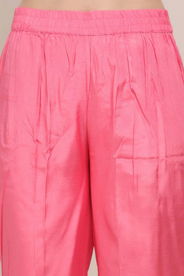 Classic Pink Color Diagonal Stripes Printed Kurti