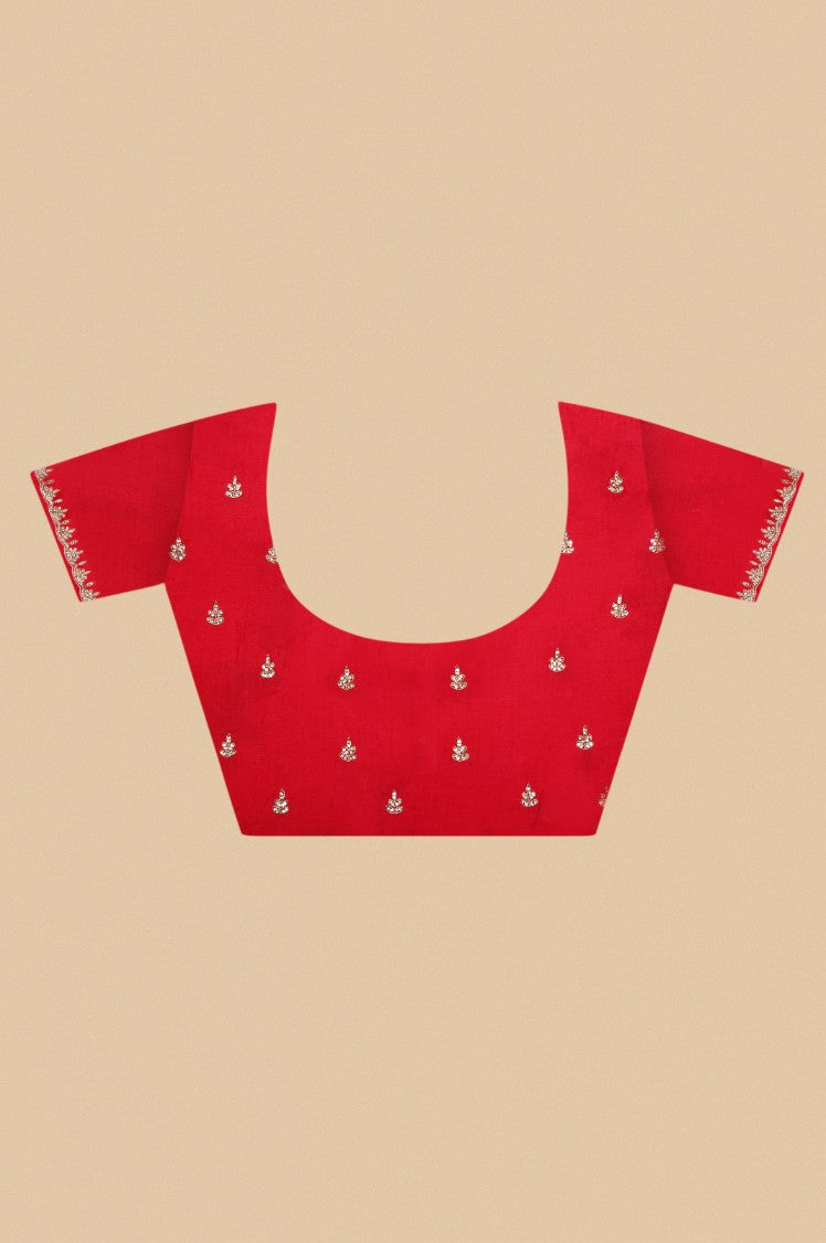 Stylish off white color floral motif embroidered saree