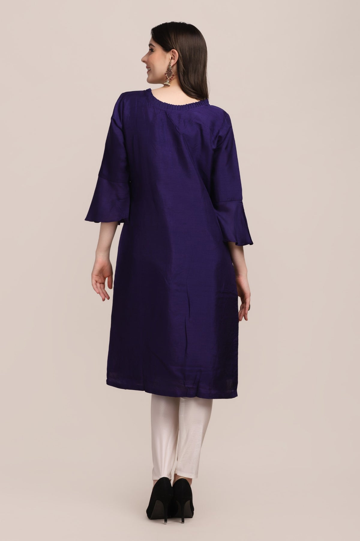 Gorgeous purple color peacock motif embroidered kurti