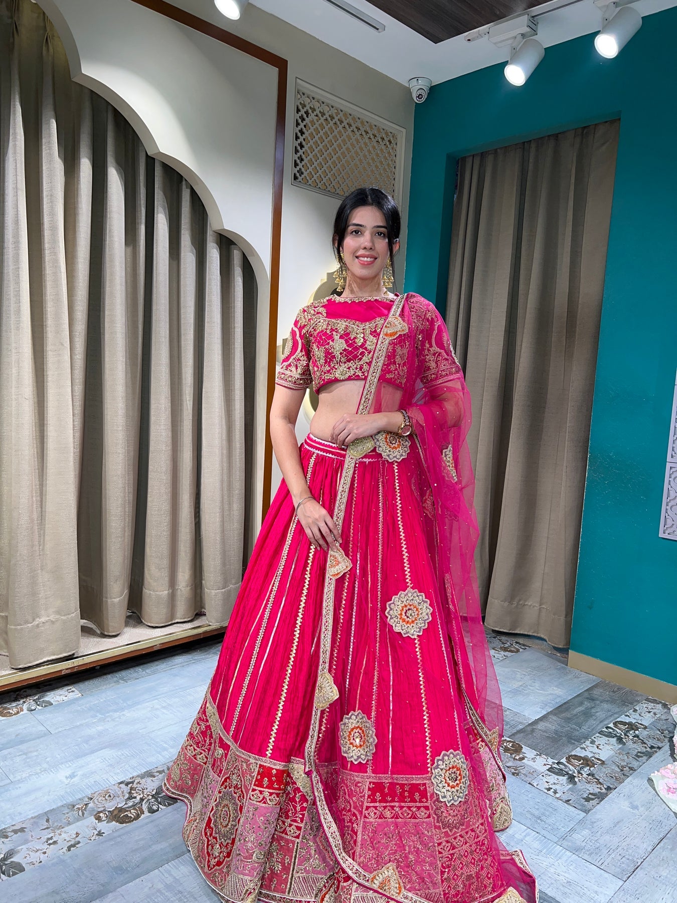 Elegant Dark Pink Bridal lehenga