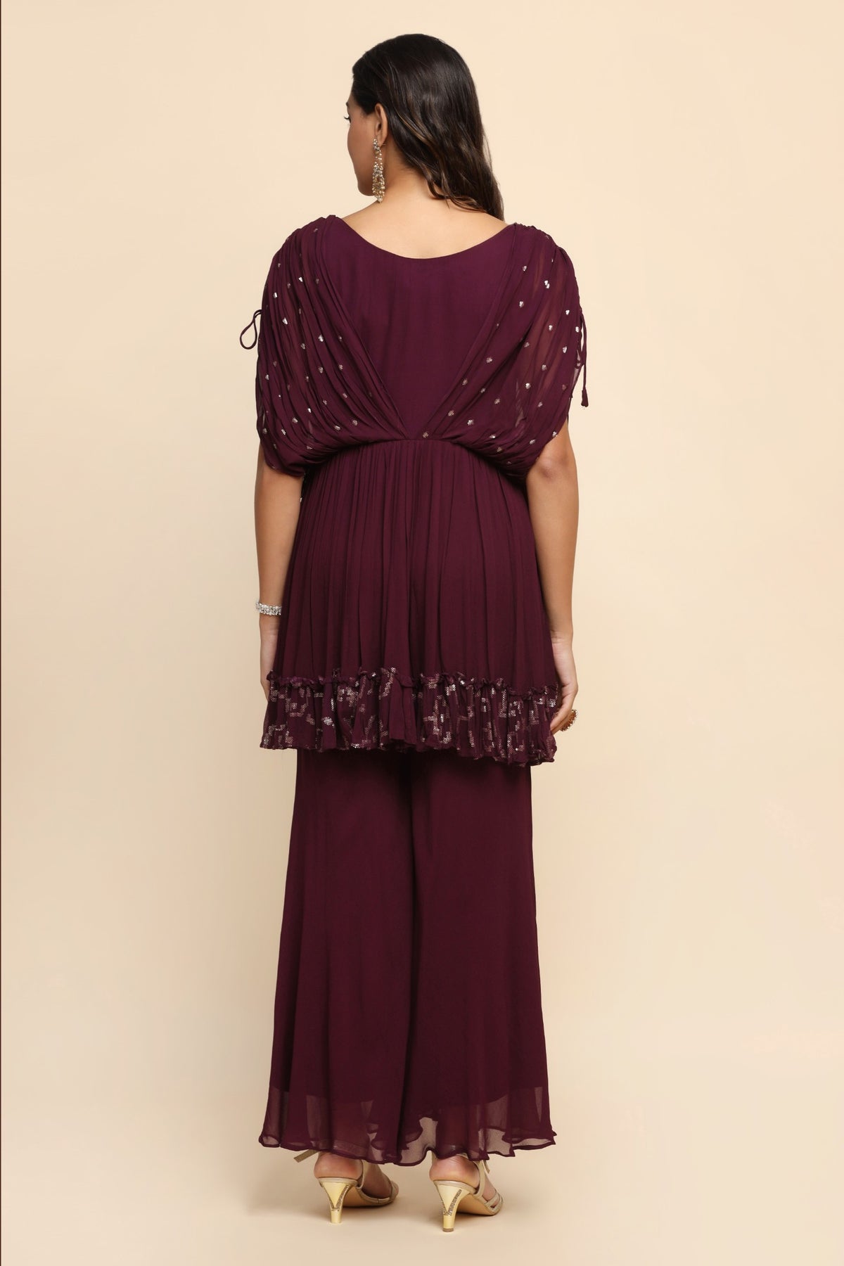 Beautiful purple color cowling style sharara set