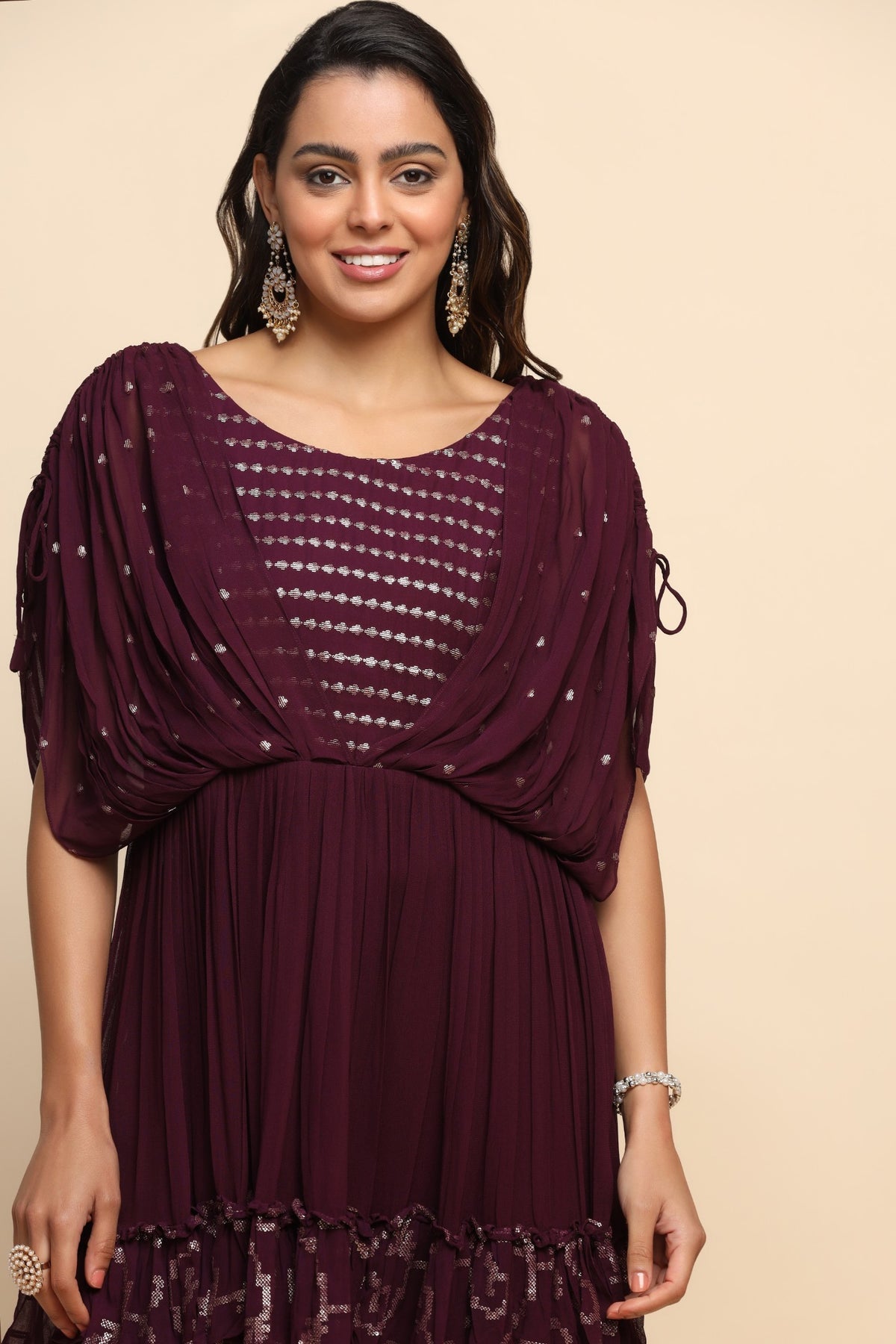 Beautiful purple color cowling style sharara set