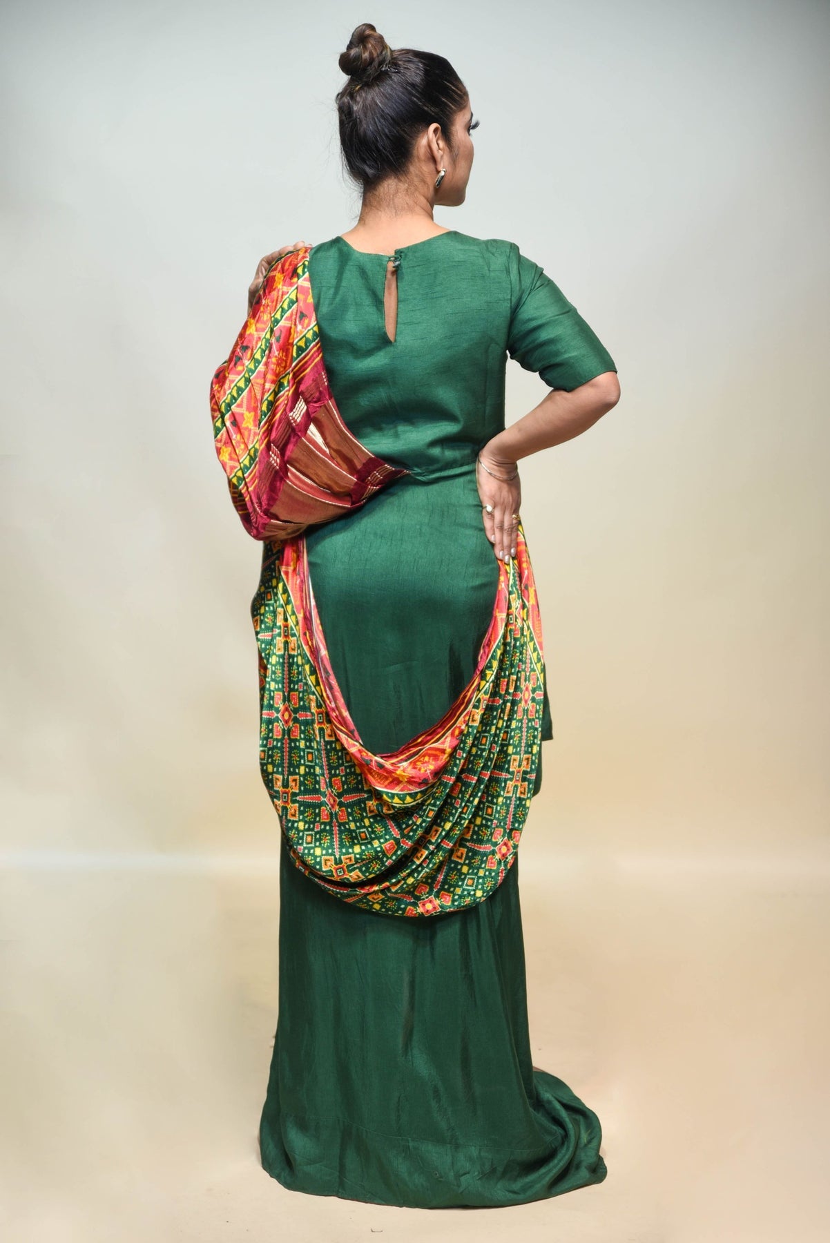adorable green color bandhej dress