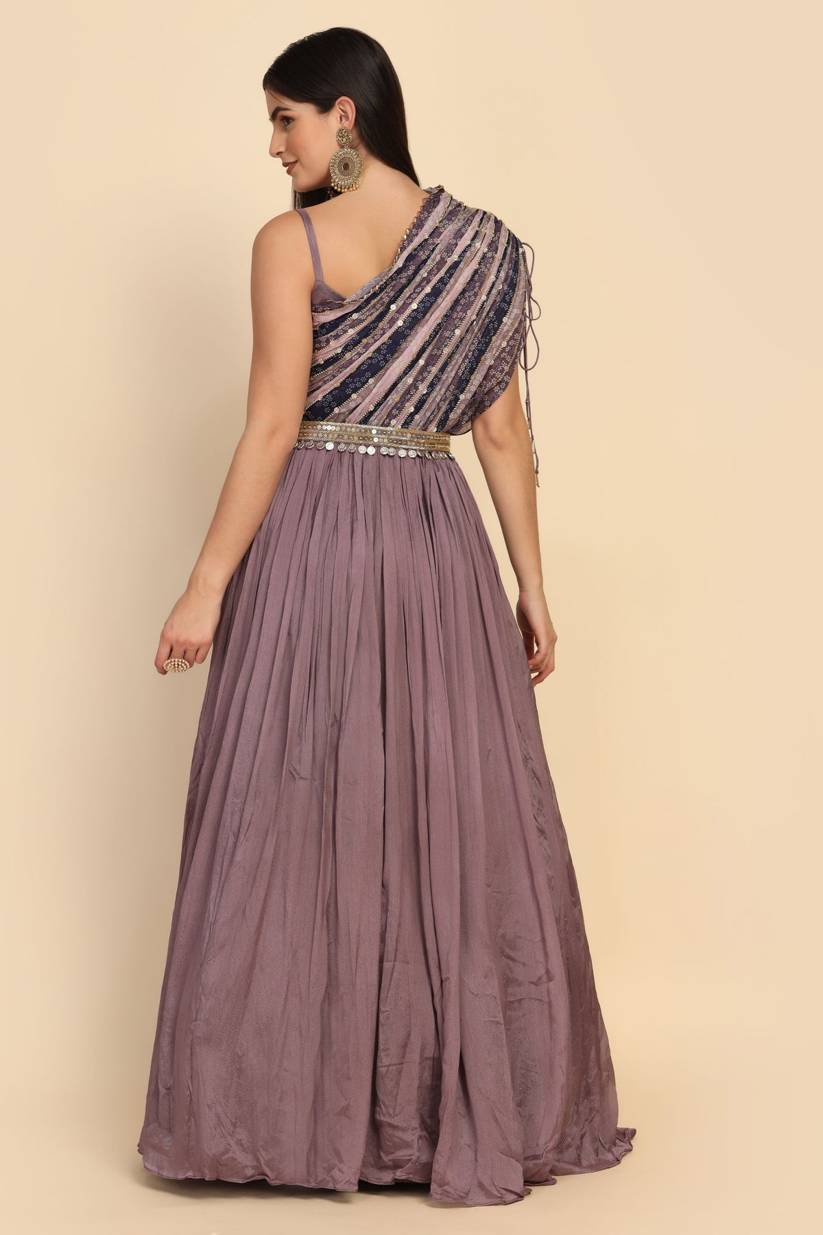 Beautiful Muve color dress with one side drape